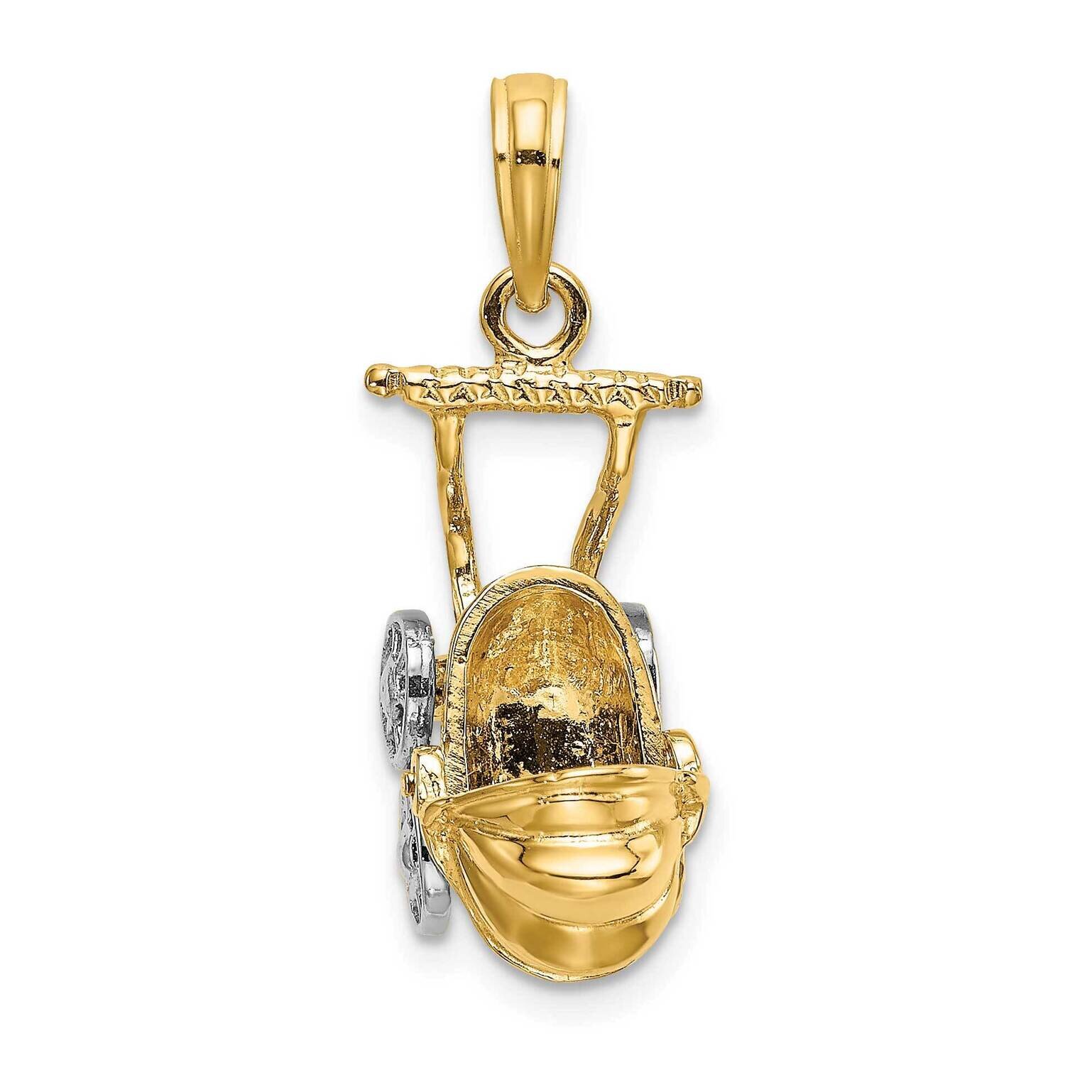 3-D Baby Stroller with Moveable Wheels Charm 14k Gold Rhodium K9180, MPN: K9180, 637218076963