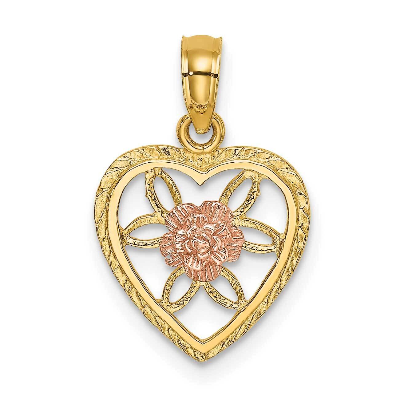 Heart with Flower Inside Charm 14k Two-tone Gold K9184, MPN: K9184, 637218079711