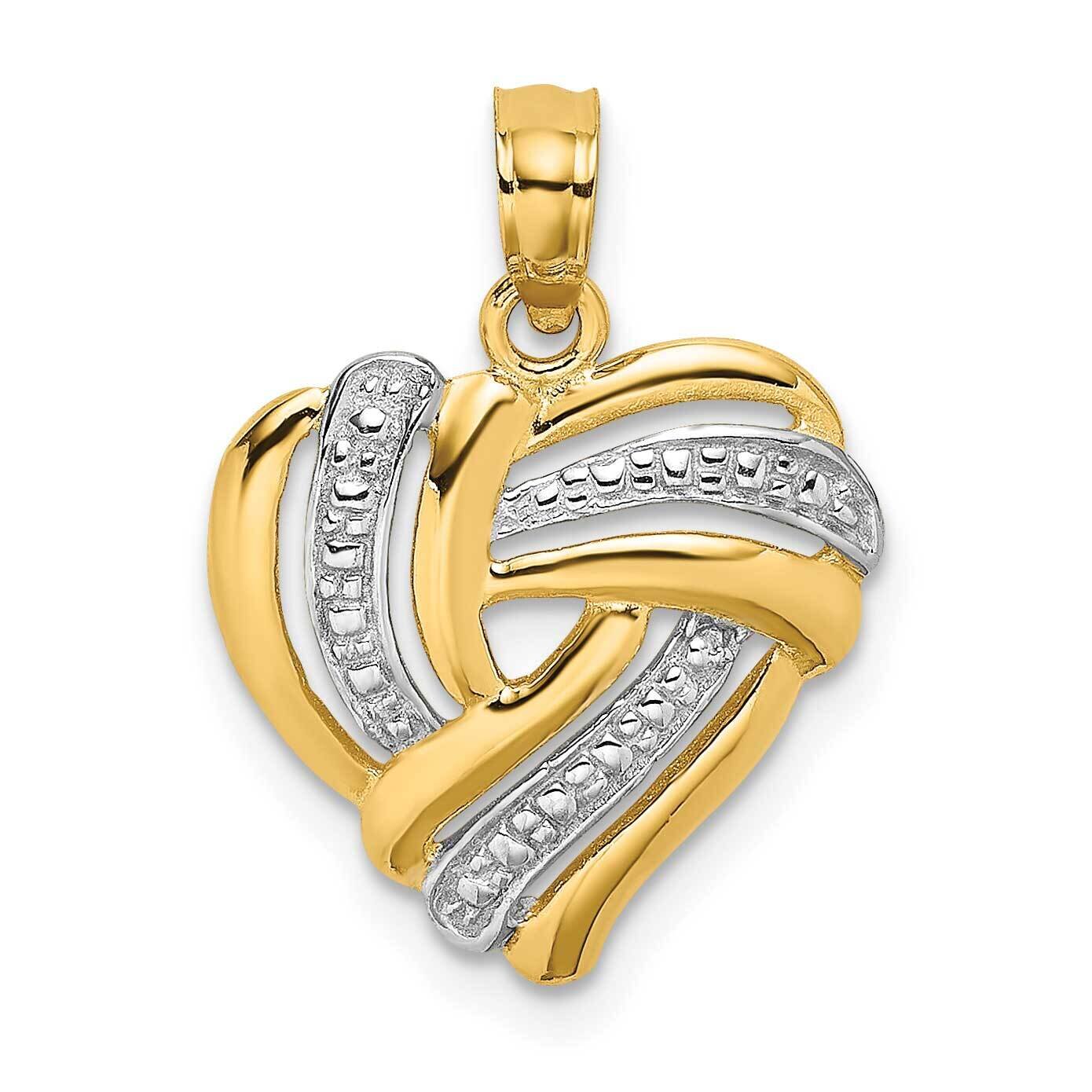 2-D Heart with Beaded Center Charm 14k Gold Rhodium K9188, MPN: K9188, 637218080526