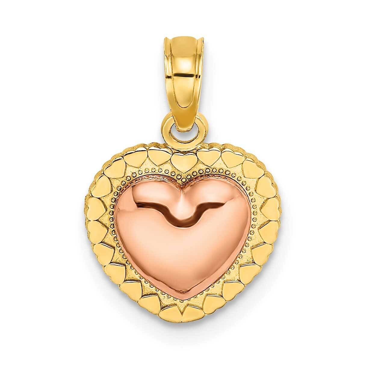 Polished Heart Beaded Charm 14k Yellow &amp; Rose Gold K9189