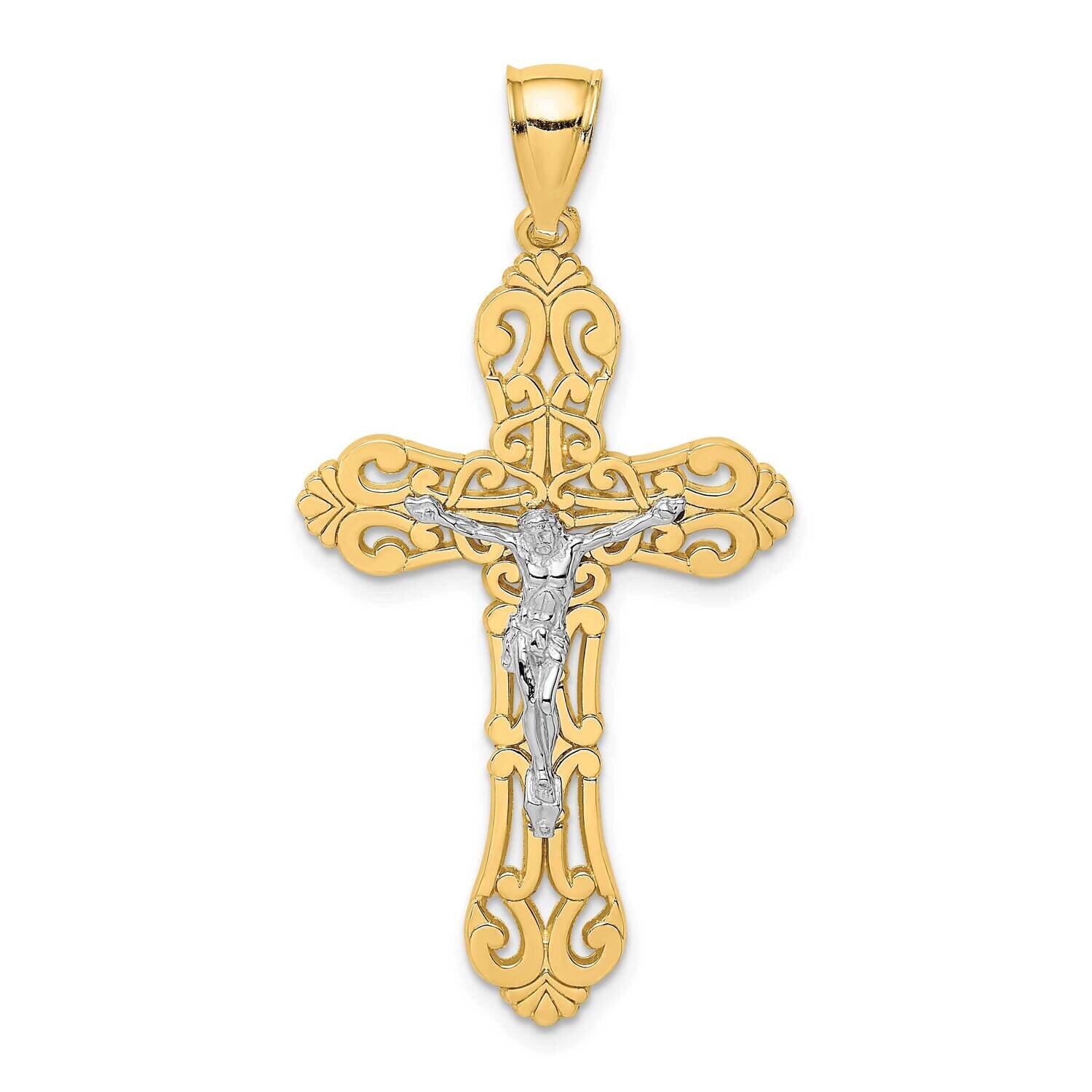 Crucifix with Scrolled Tips Charm 14k Gold Rhodium K9199, MPN: K9199, 637218081677