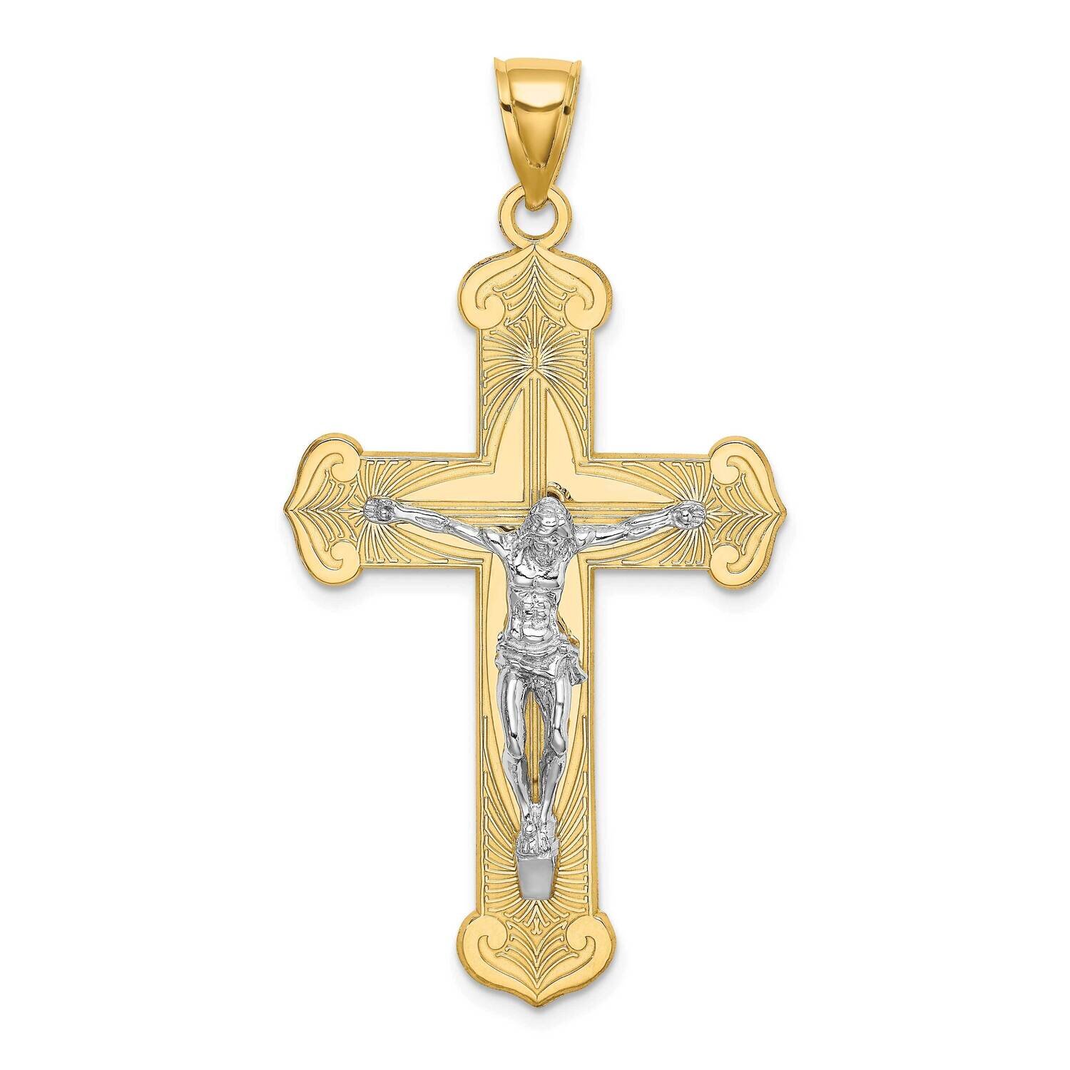 Engraved Crucifix Charm 14k Gold Rhodium K9217, MPN: K9217, 63721808515