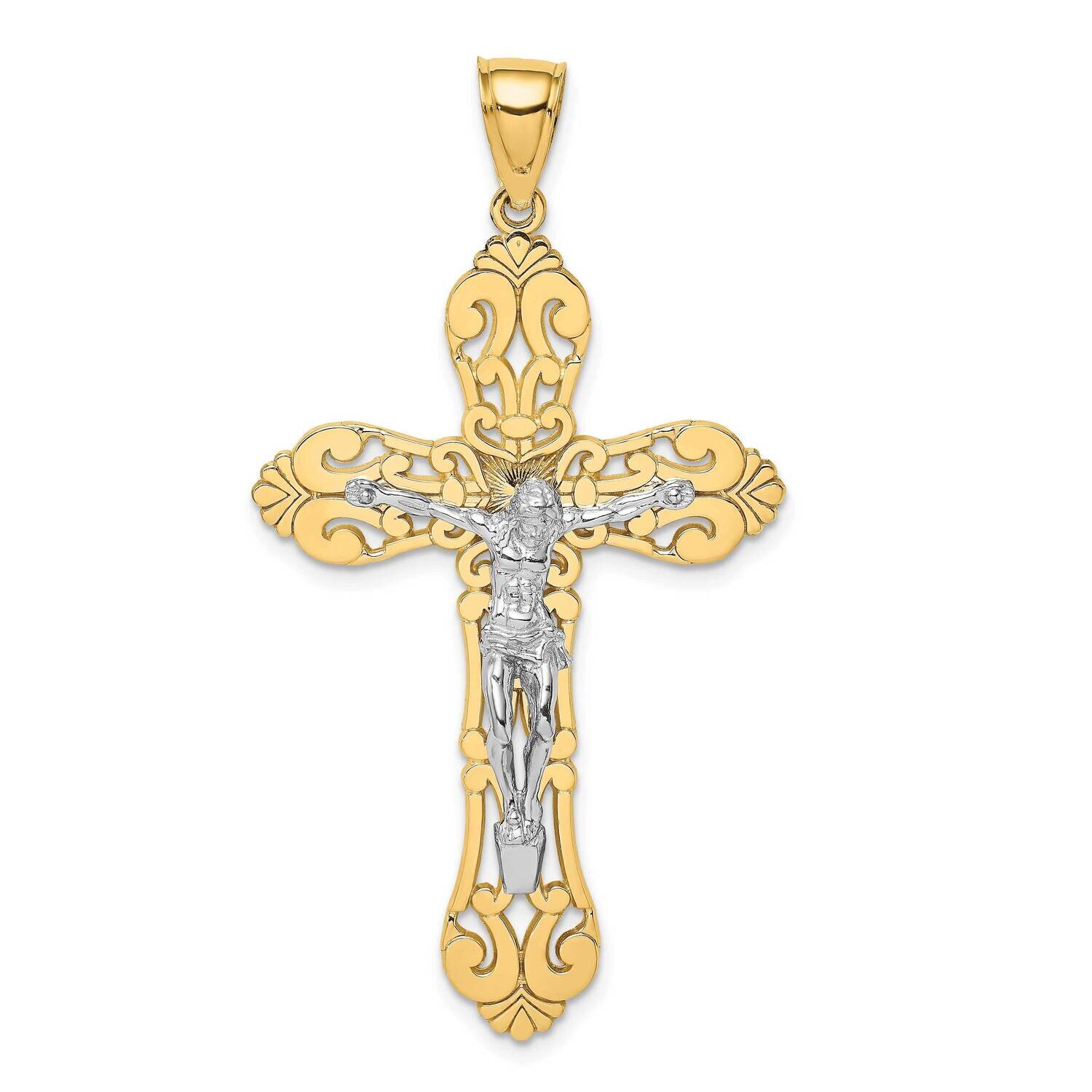 Crucifix Charm 14k Gold Rhodium K9224, MPN: K9224, 63721808522