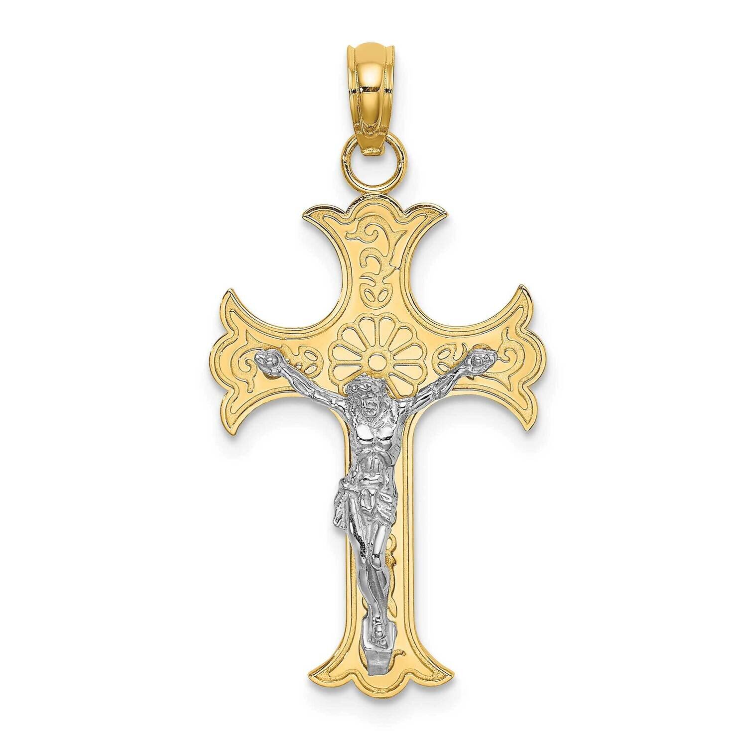 Engraved Crucifix Charm 14k Gold Rhodium K9228, MPN: K9228, 637218085330