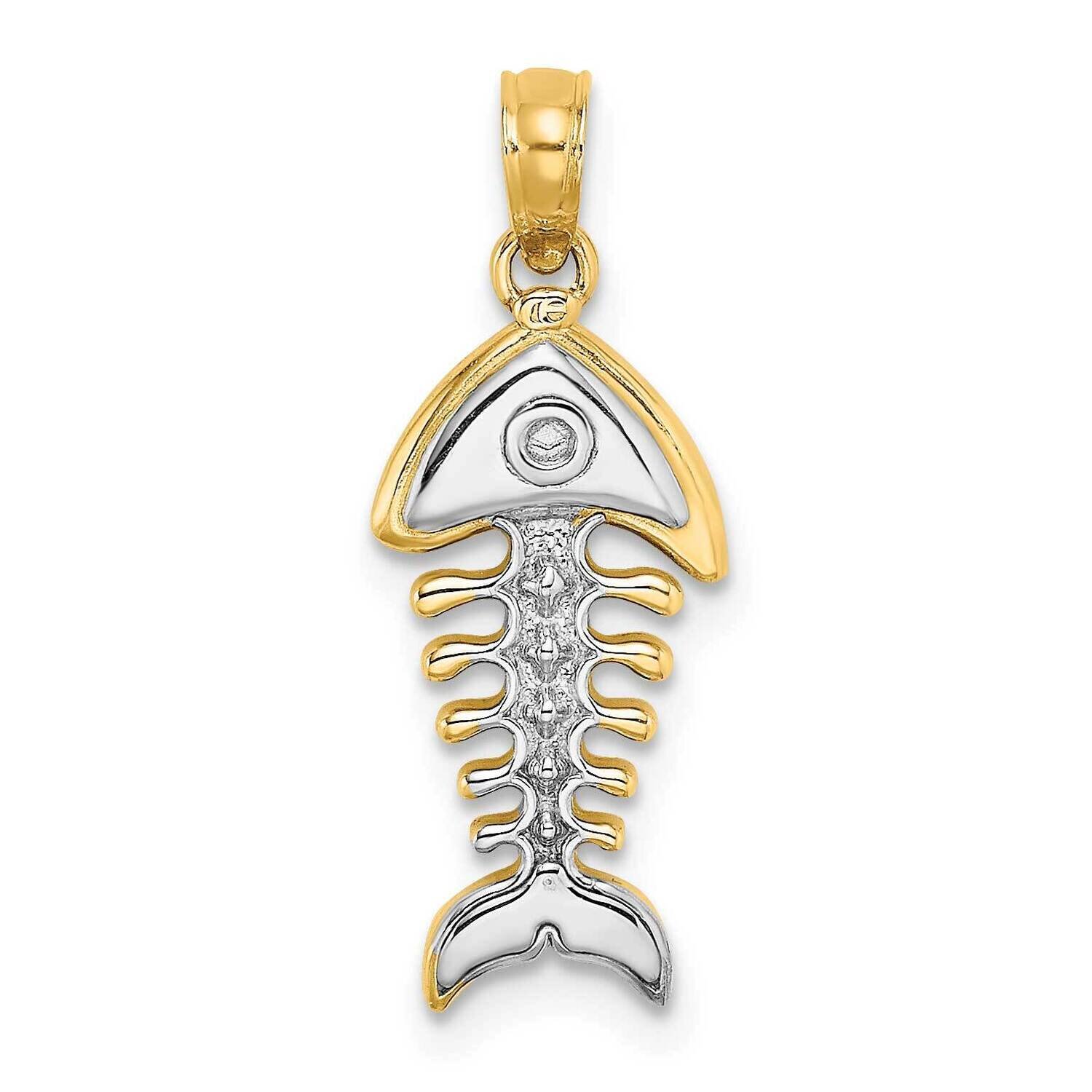 3-D Fishbone Charm 14k Gold Rhodium K9230, MPN: K9230, 637218116478