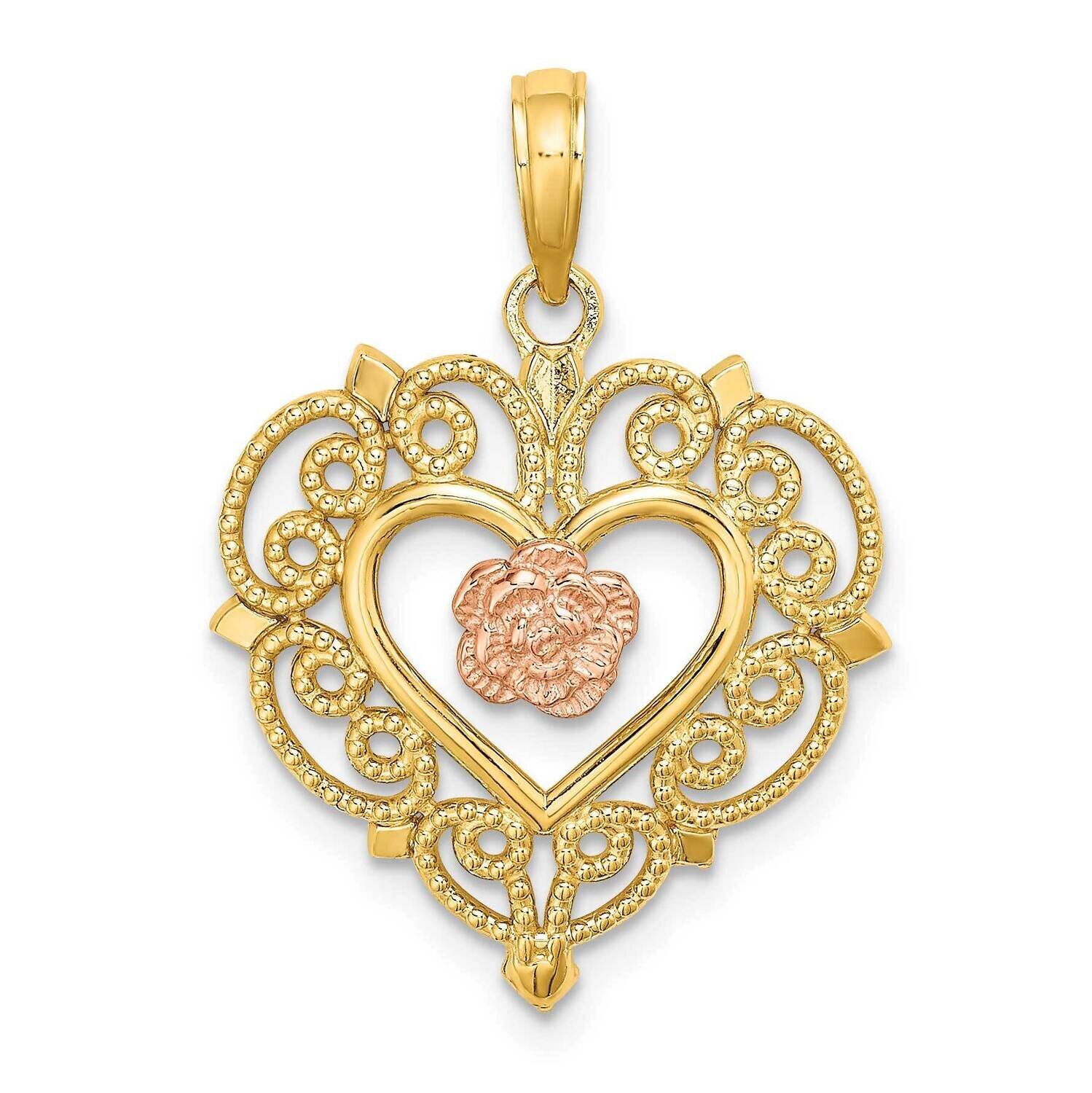 Flower Heart Charm 14k Rose &amp; Yellow Gold K9232, MPN: K9232, 637218086269