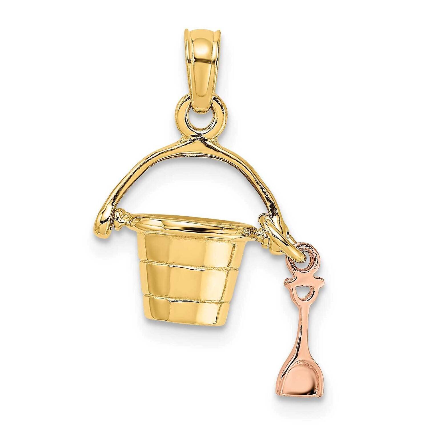 3-D Beach Bucket Shovel Charm 14k Rose &amp; Yellow Gold K9239, MPN: K9239, 637218087518