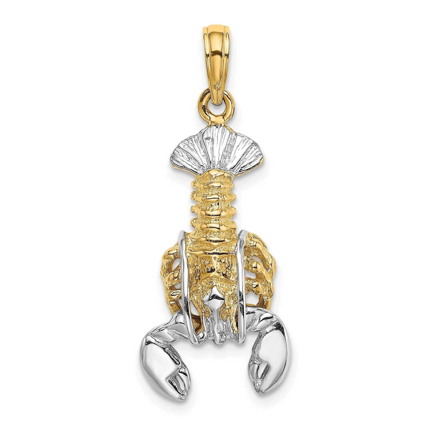 2-D Moveable Lobster Charm 14k Gold Rhodium K9243