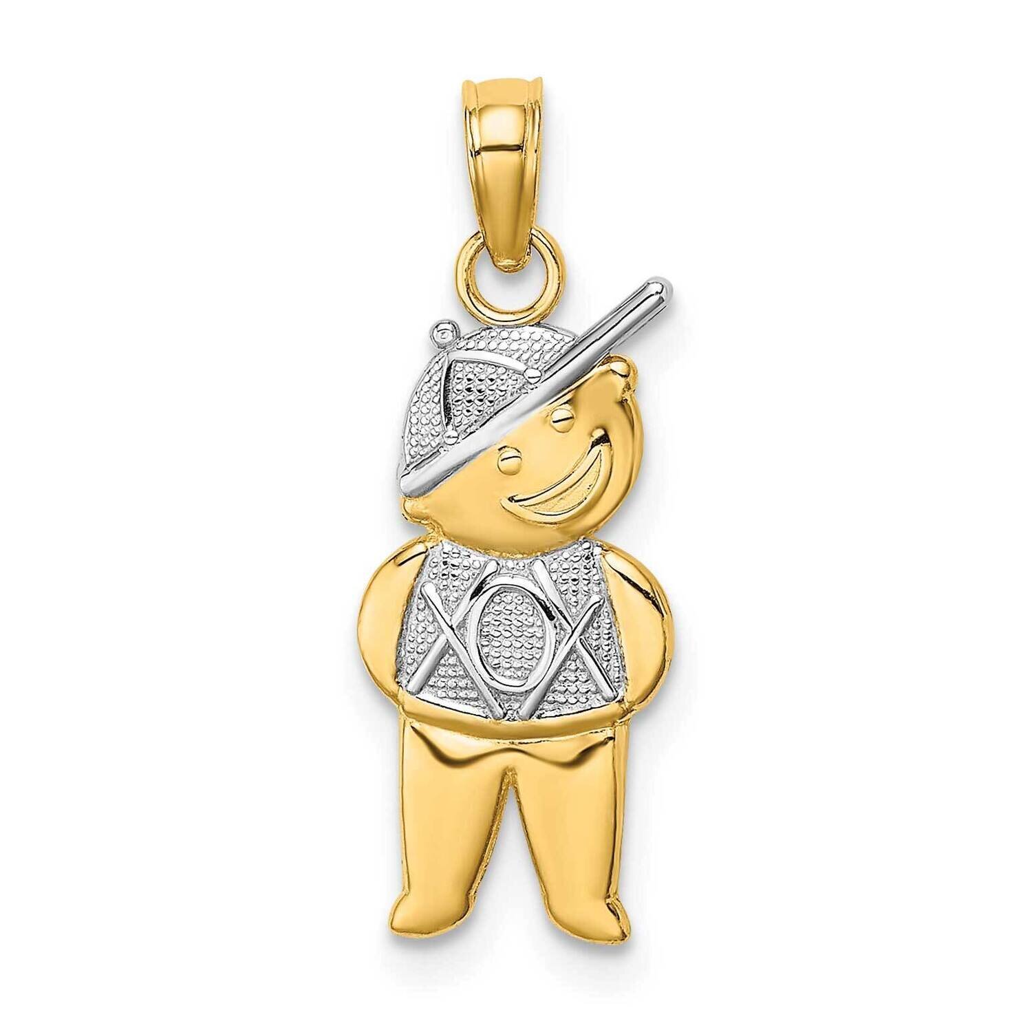 Rhodium Boy Charm 14k Gold Textured K9245, MPN: K9245, 637218161201