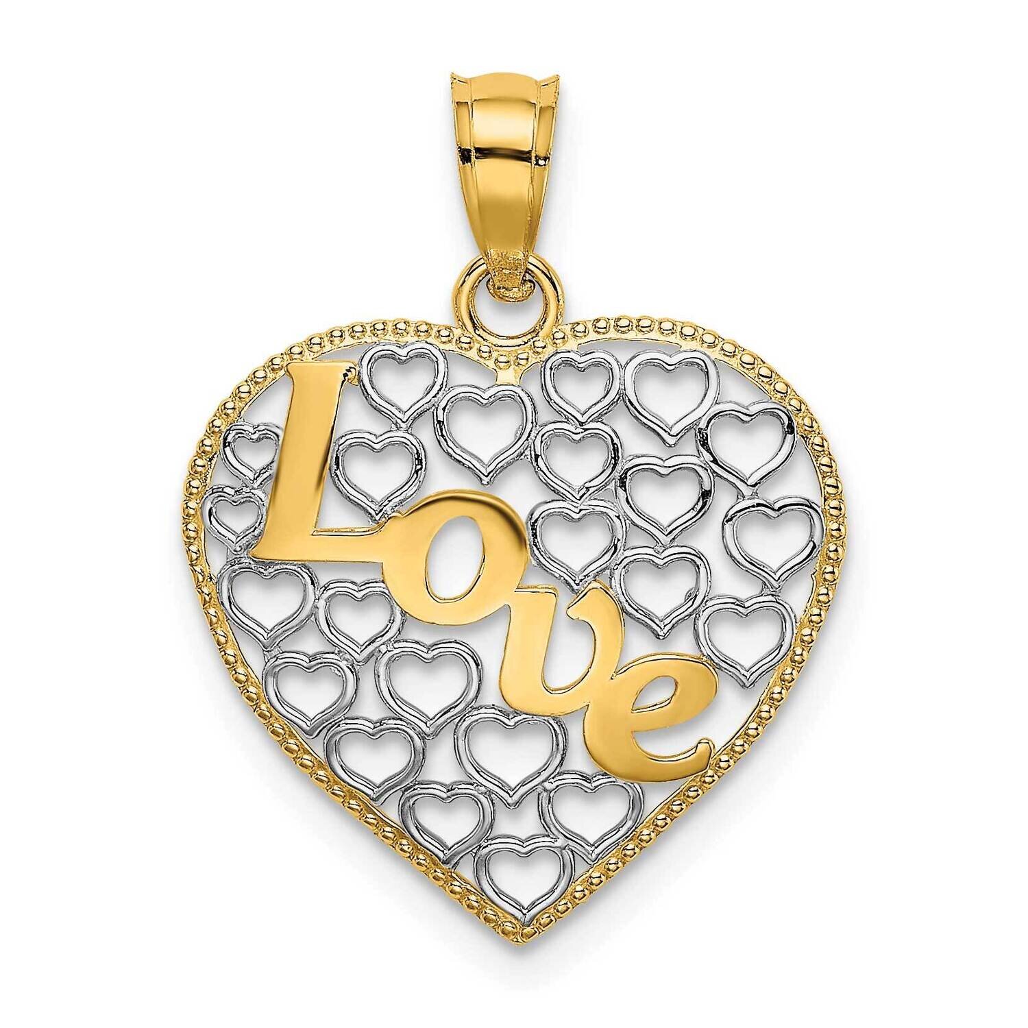 Heart with Love Charm 14k Gold Rhodium K9249, MPN: K9249, 637218088416