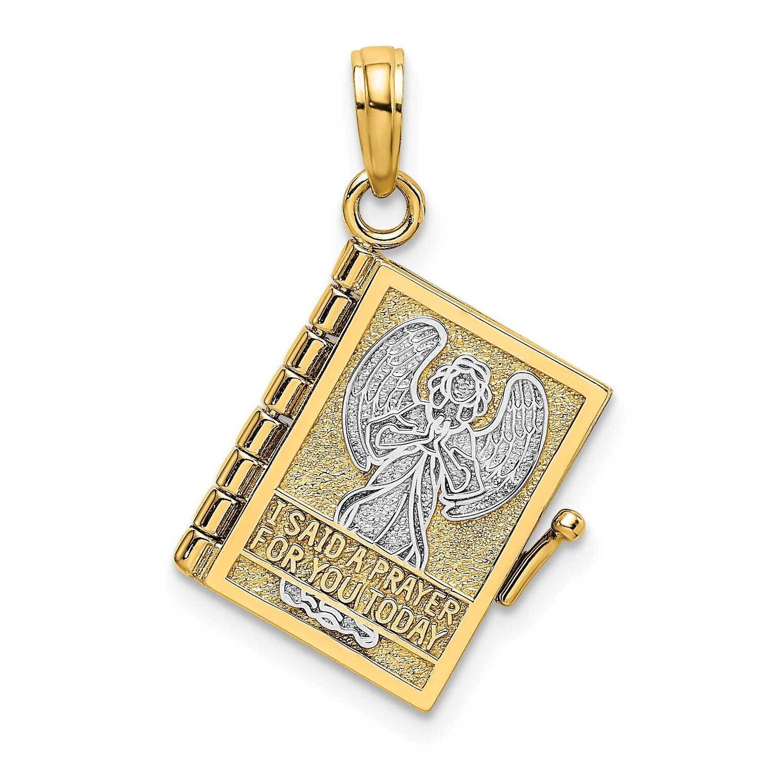 Angel Cover Book with I Said Prayer For You Charm 14k Gold 3-D K9253