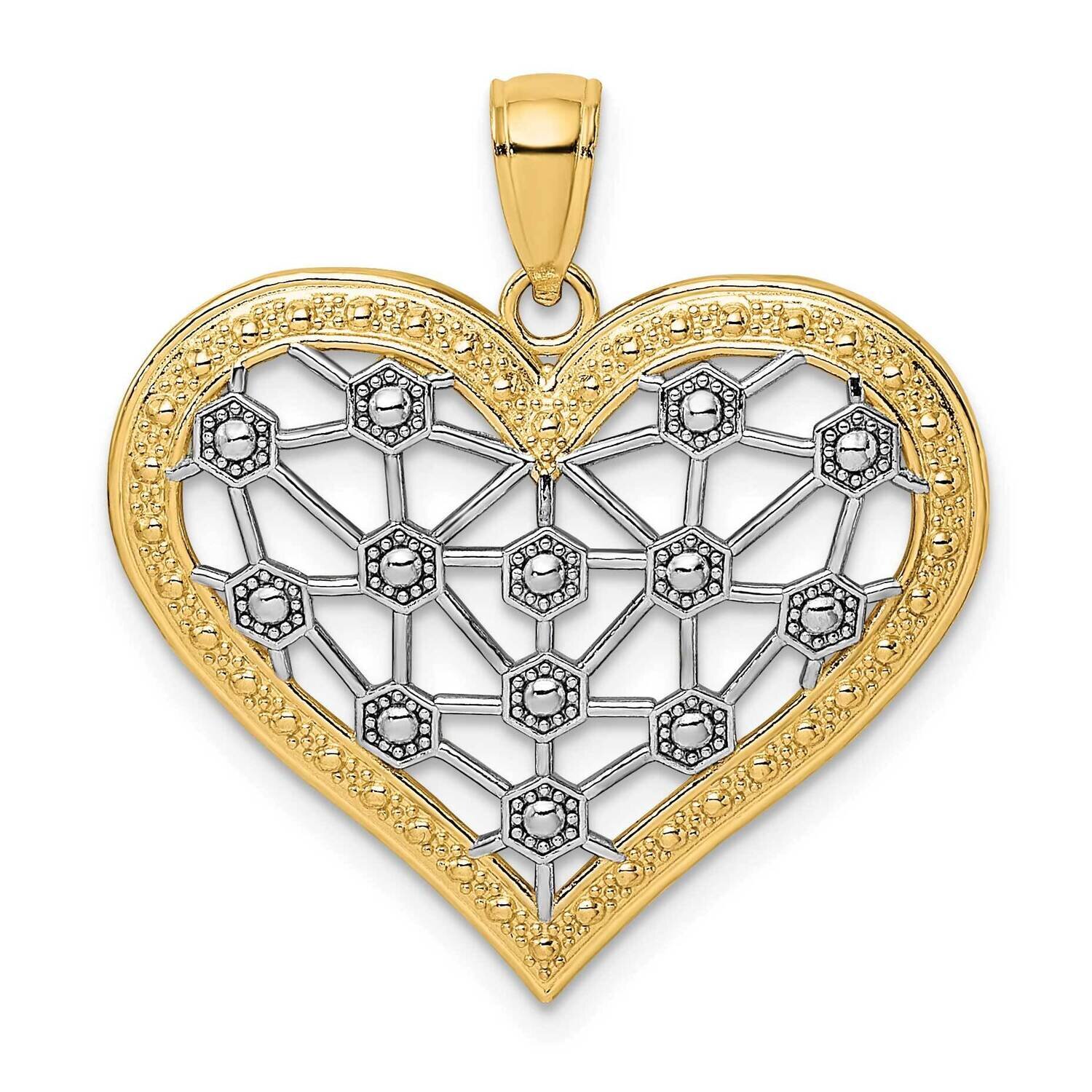 Lattice Center Heart Charm 14k Gold Rhodium K9255, MPN: K9255, 637218088522