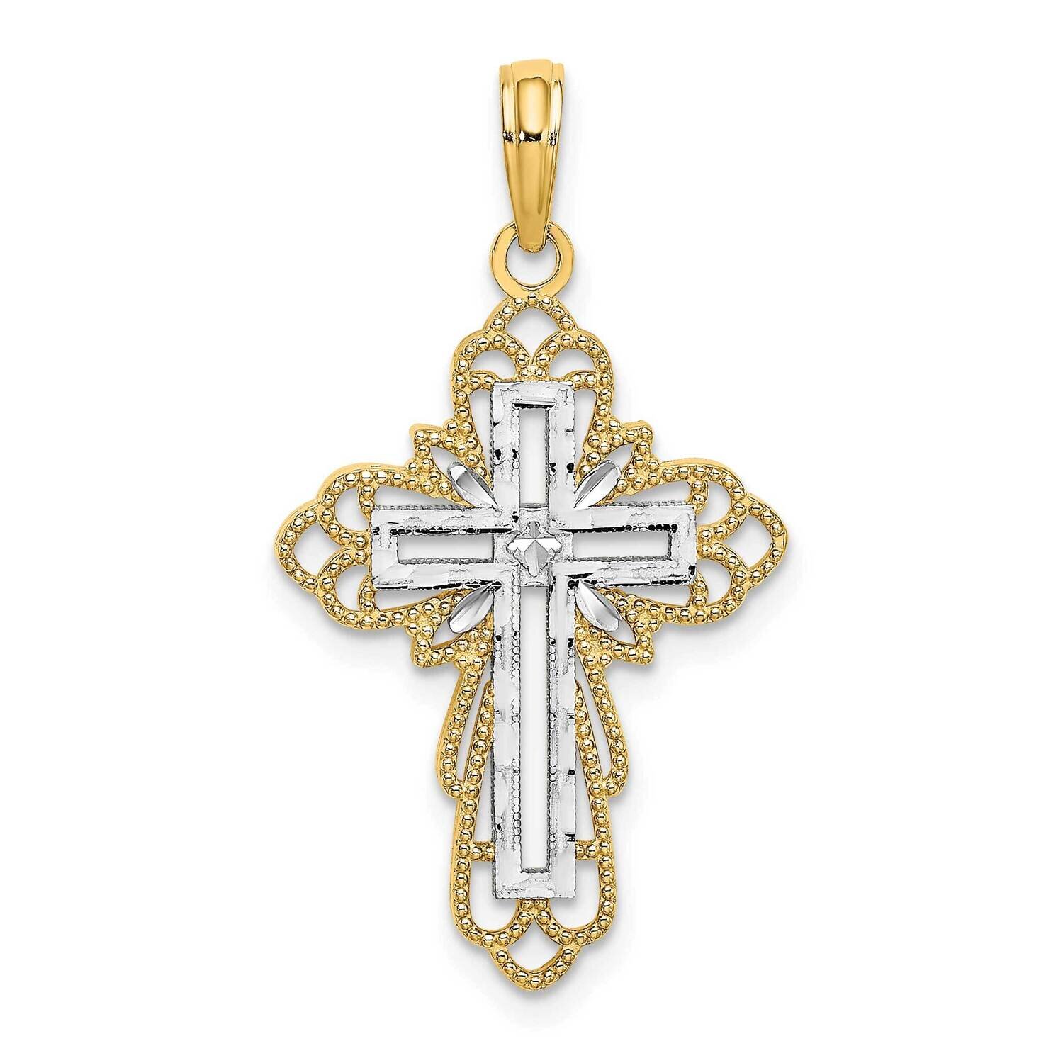 Lace Trim Cross Charm 14k Gold Rhodium K9259, MPN: K9259, 637218150038