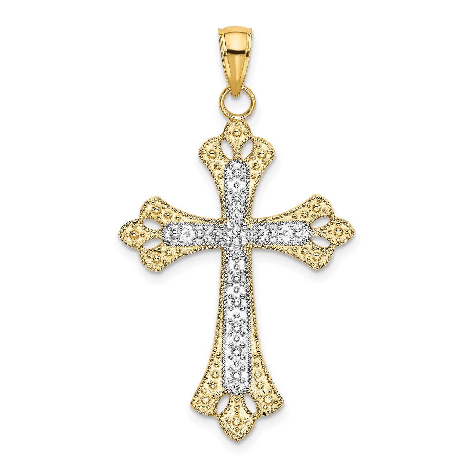 Scalloped Edges Cross Charm 14k Gold Rhodium K9274, MPN: K9274, 637218174881