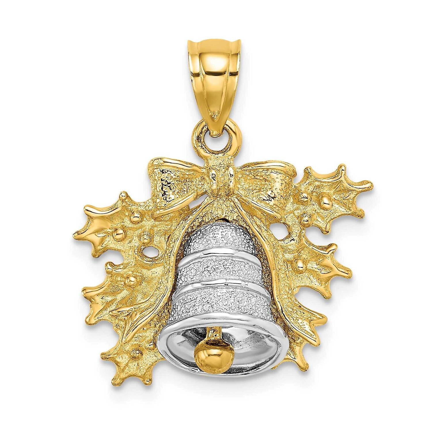 3-D Christmas Bell Holly Charm 14k Two-tone Gold K9276, MPN: K9276, 637218091645