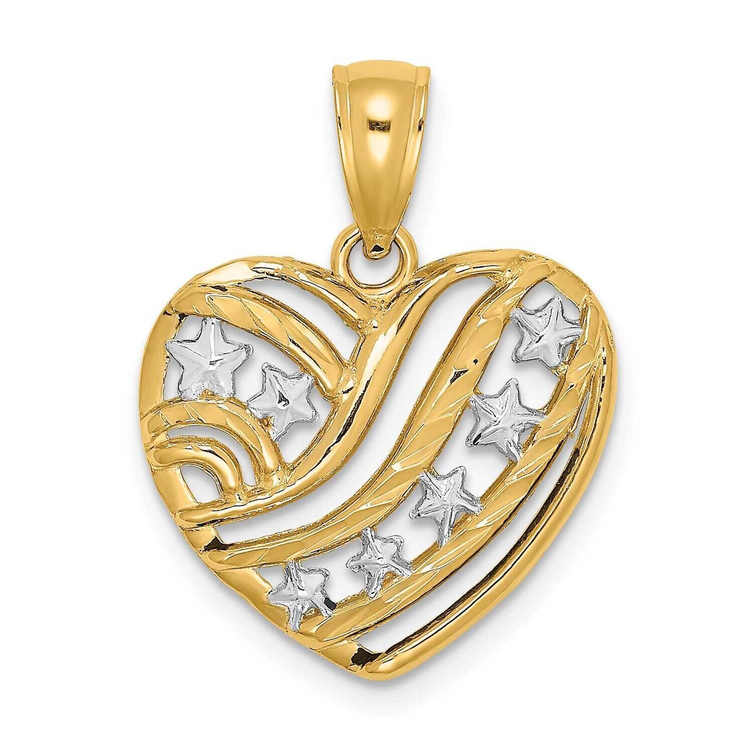 Starts Stripes Heart Charm 14k Gold Rhodium K9277, MPN: K9277, 637218091775