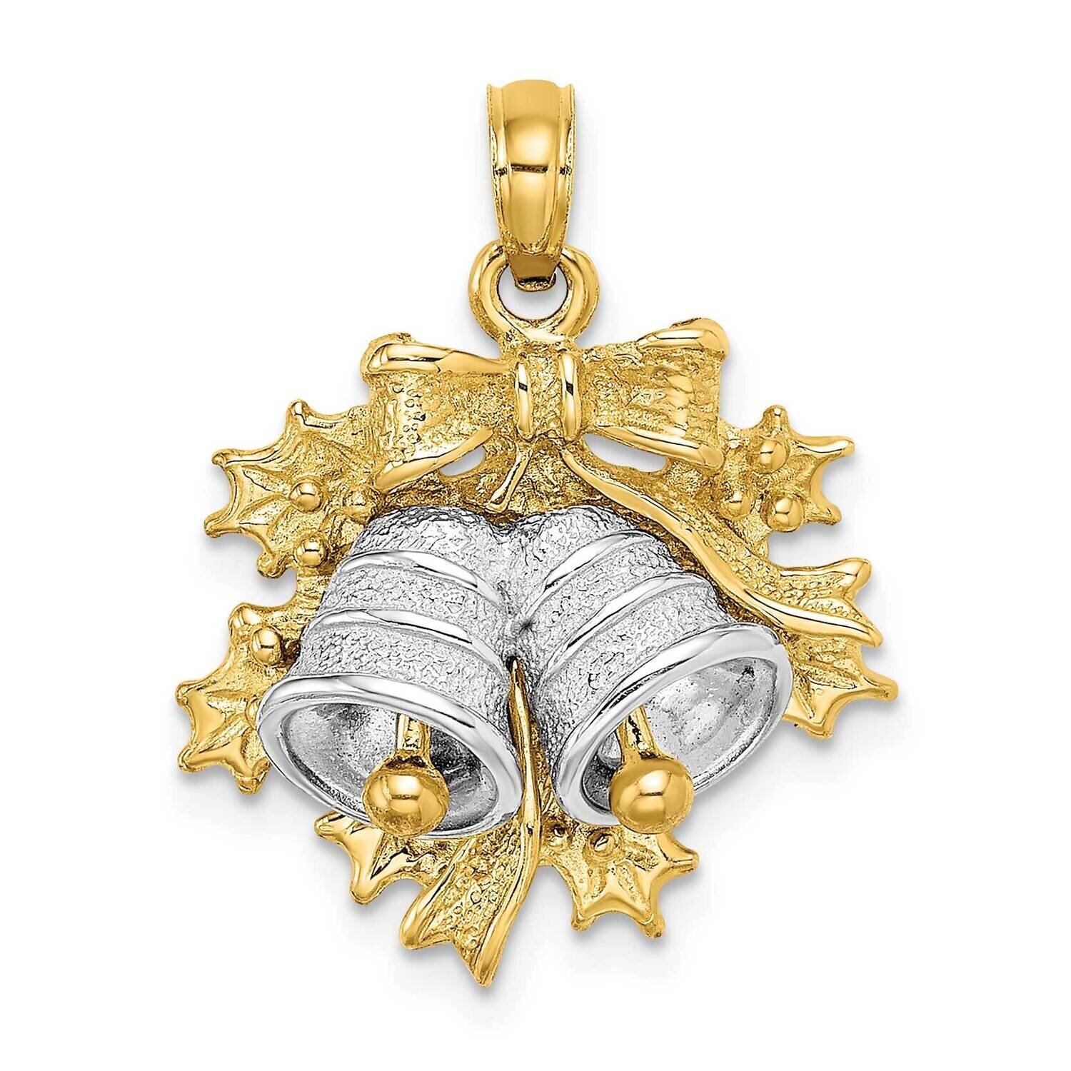 3-D Christmas Bell Holly Charm 14k Two-tone Gold K9278, MPN: K9278, 637218092154