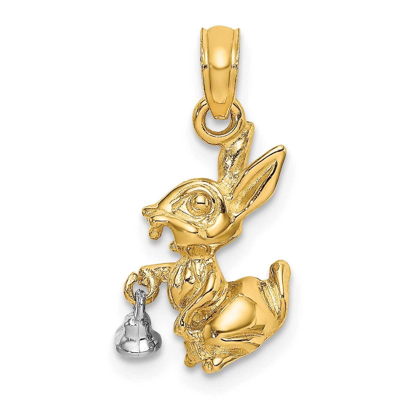 Moveable 3-D Bunny Rabbit Charm 14k Two-tone Gold K9279