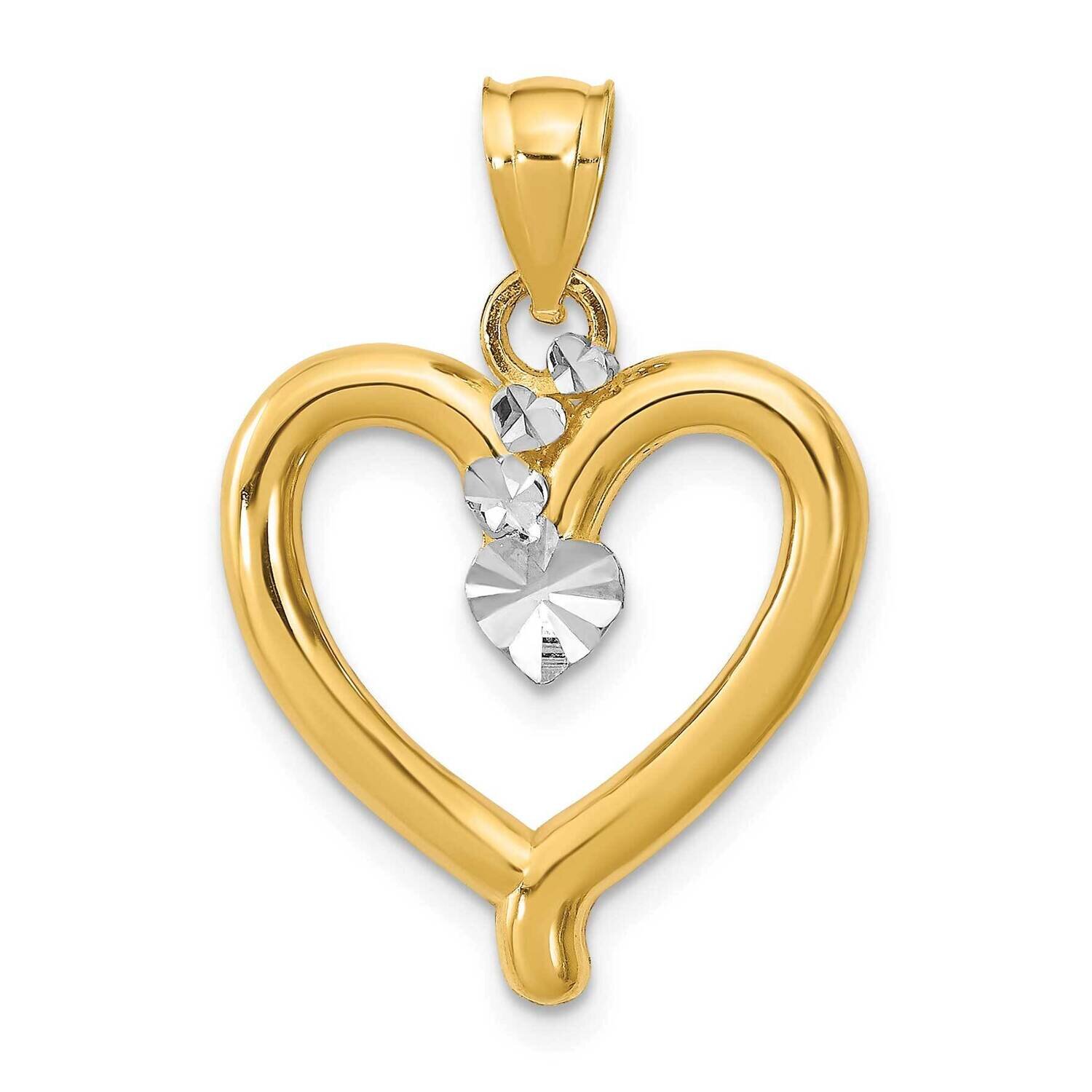 Heart Charm 14k Gold Rhodium Diamond-cut K9295, MPN: K9295, 637218095209