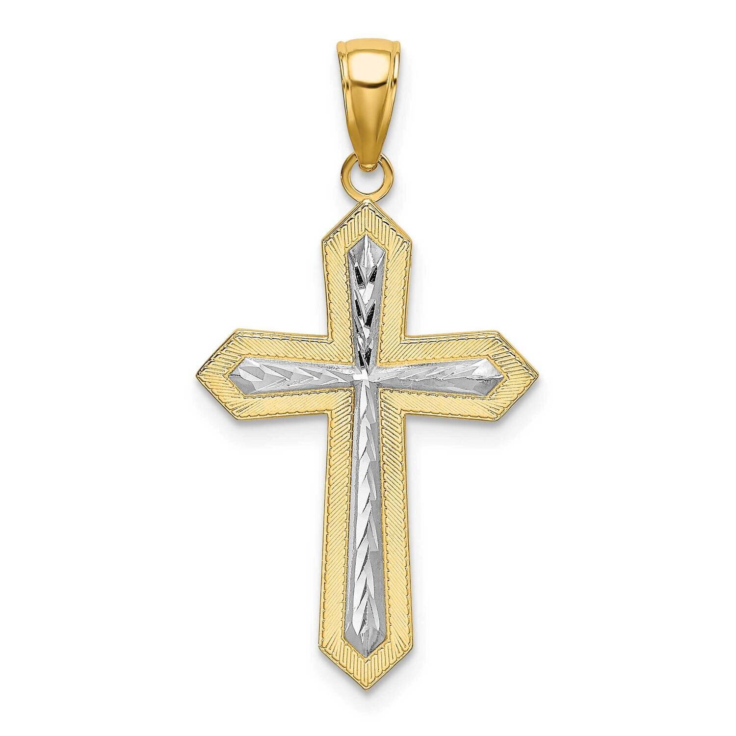 2-D Cross Charm 14k Gold Rhodium K9299, MPN: K9299, 637218095254
