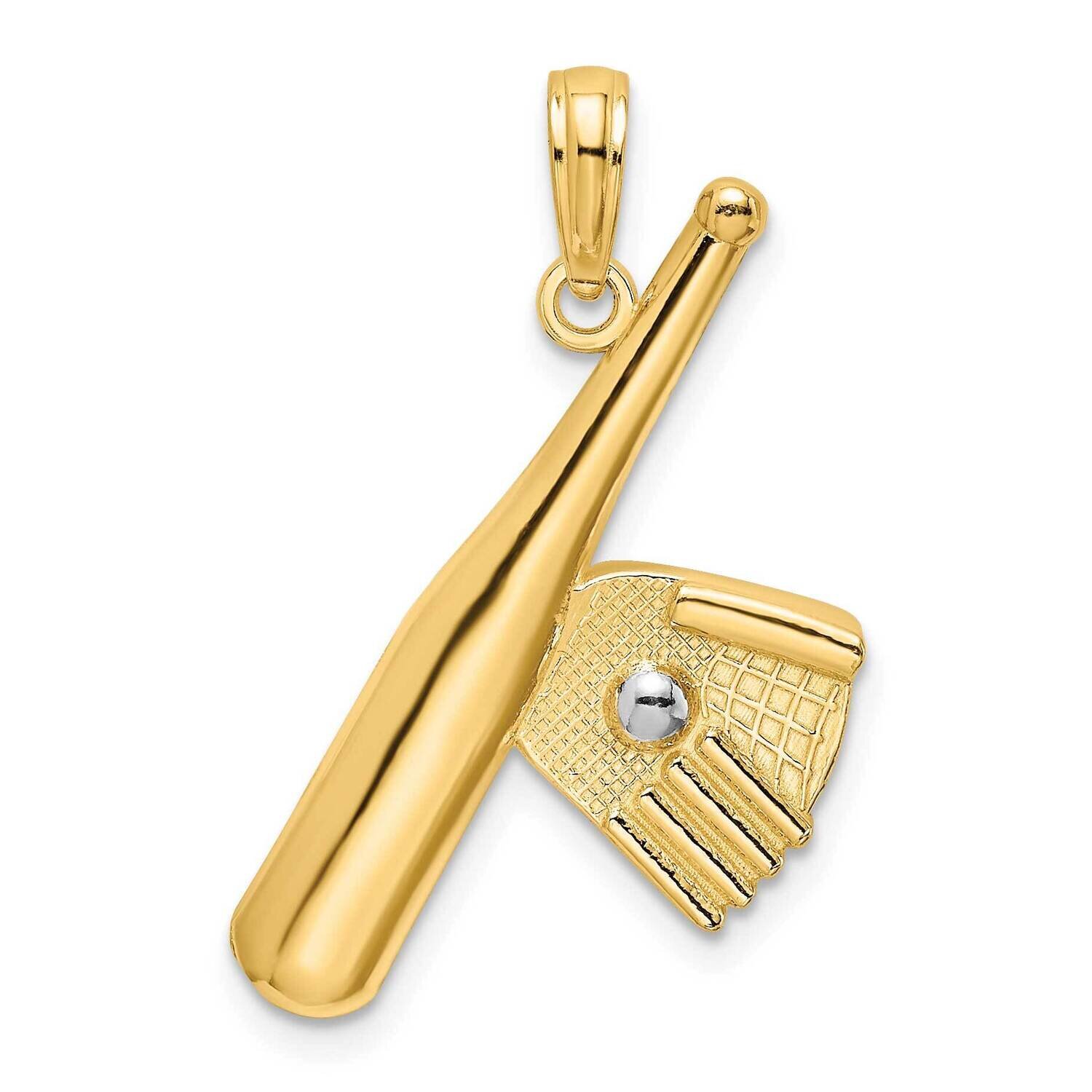 Baseball Bat with Rh Ball Charm 14k Gold K9301, MPN: K9301, 63721809529