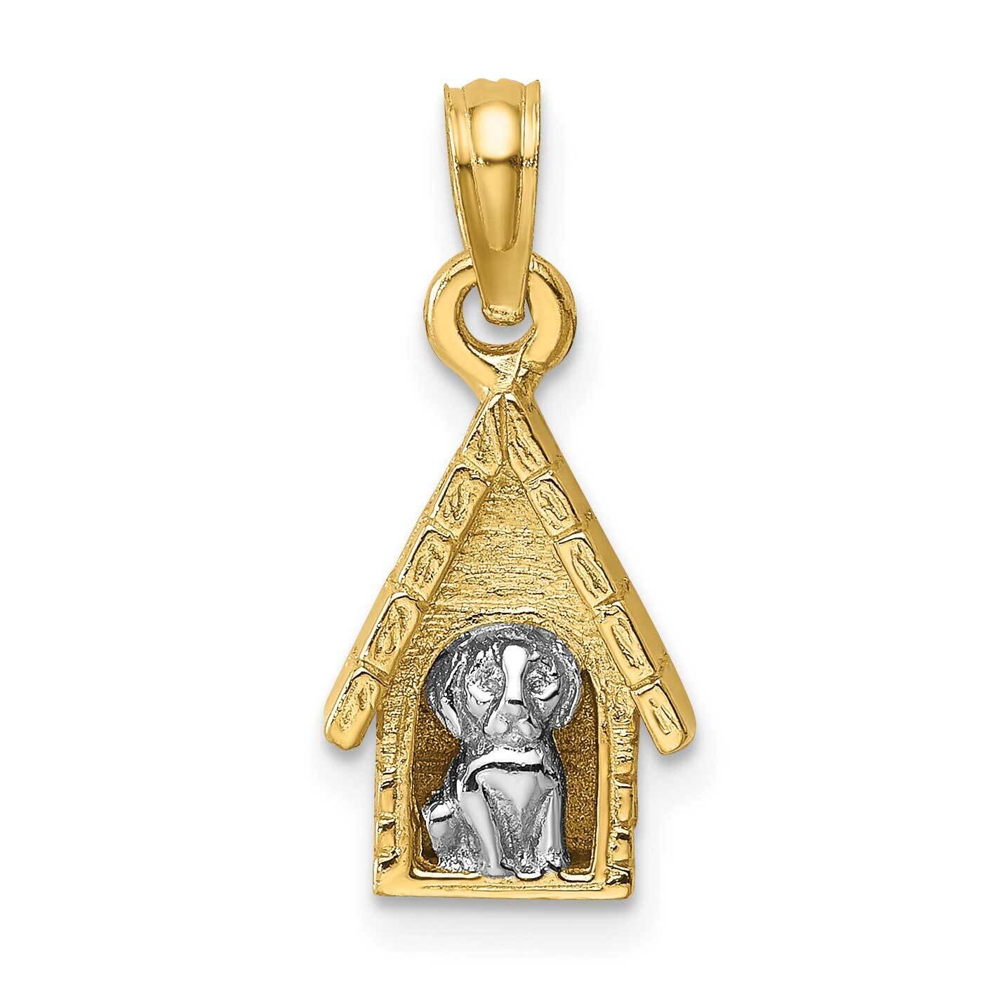 3-D Dog Inside Dog House Charm 14k Gold Rhodium K9303, MPN: K9303, 637218095308