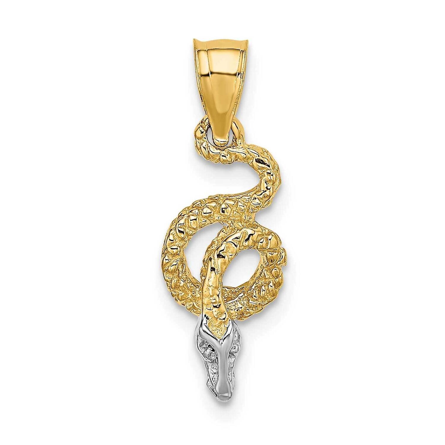 Coiled Snake Charm 14k Gold Rhodium K9307