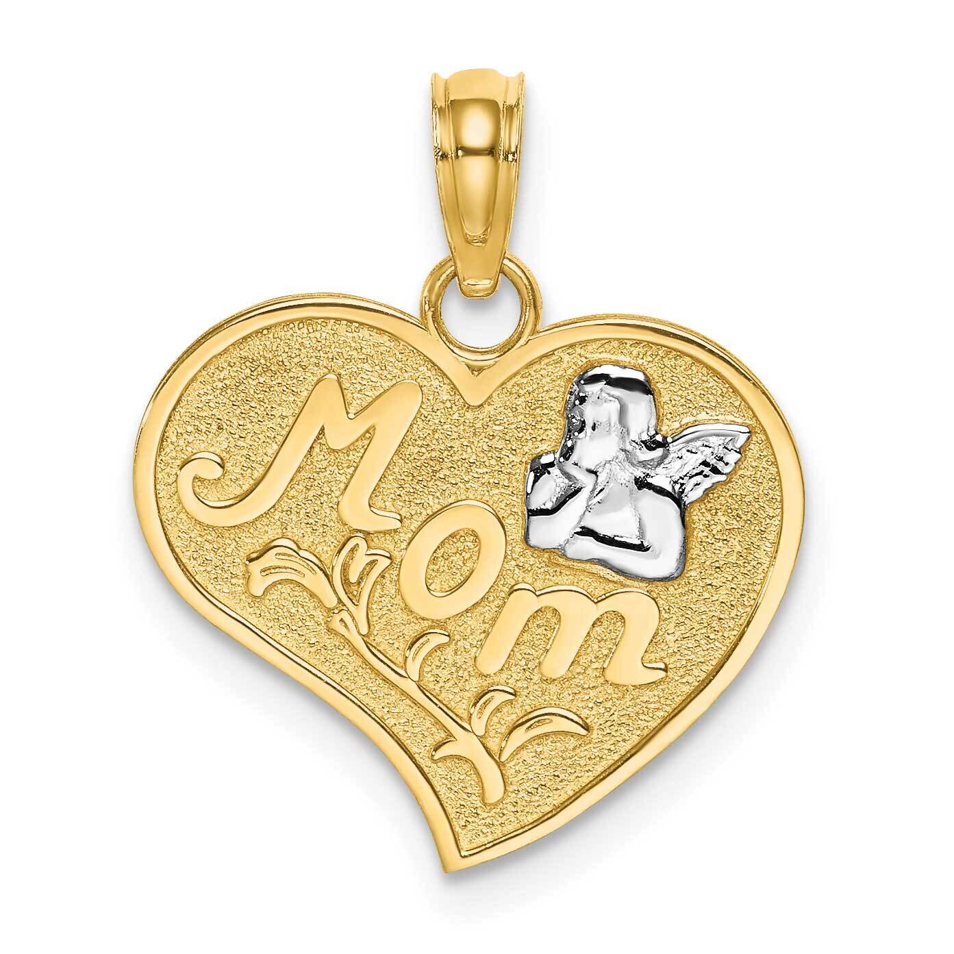 Mom Angle Heart Charm 14k Gold Rhodium K9310, MPN: K9310, 637218100446