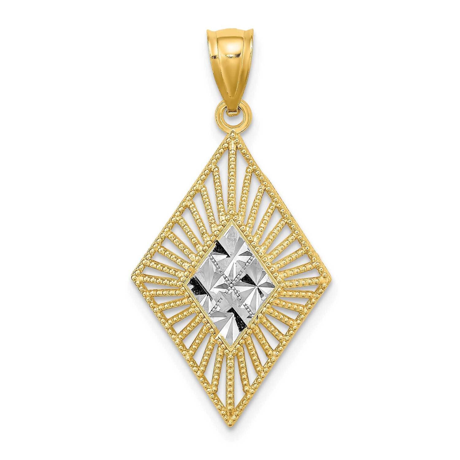 Marque Diamond Shape Charm 14k Gold Rhodium Diamond-cut K9339, MPN: K9339, 63721811034