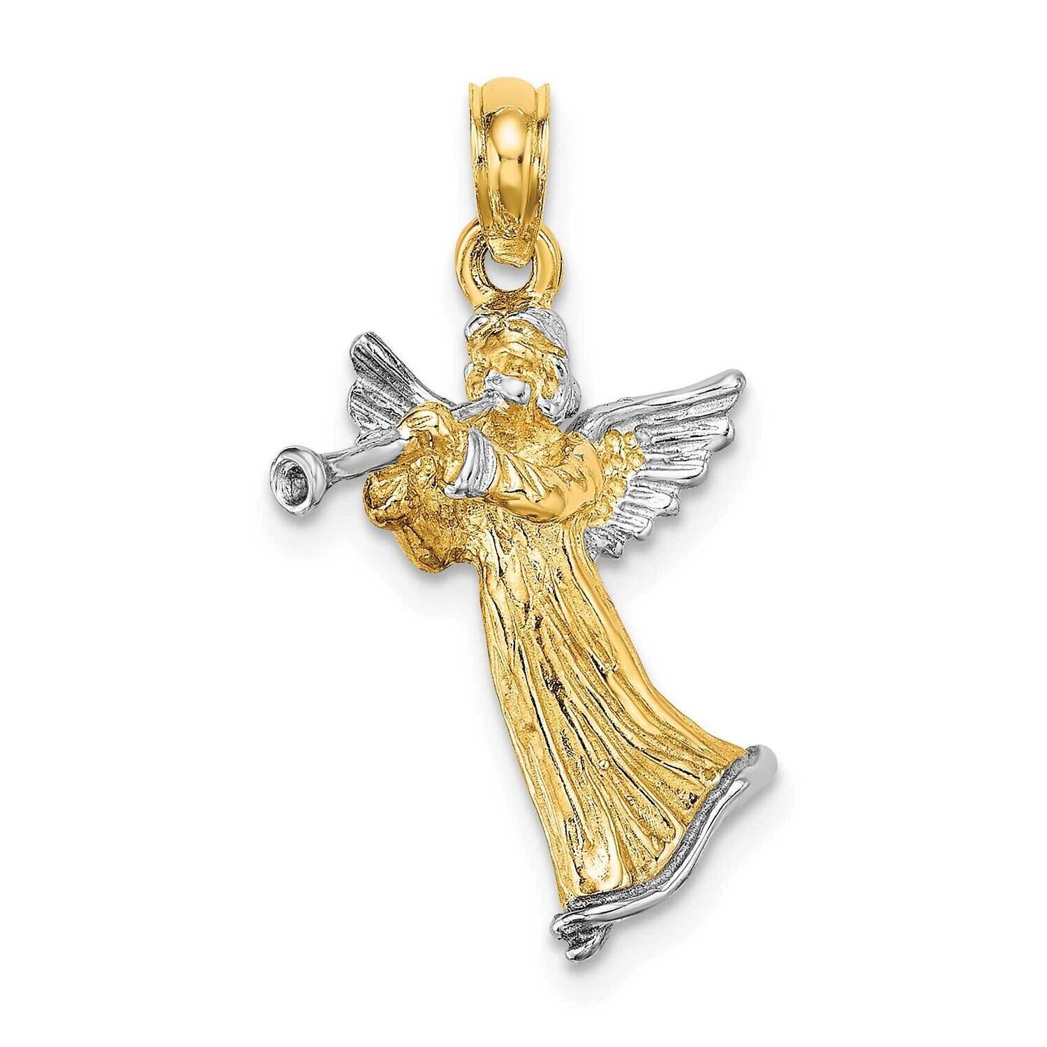 3-D Angle Playing Trumpet Charm 14k Gold Rhodium K9353, MPN: K9353, 637218116225