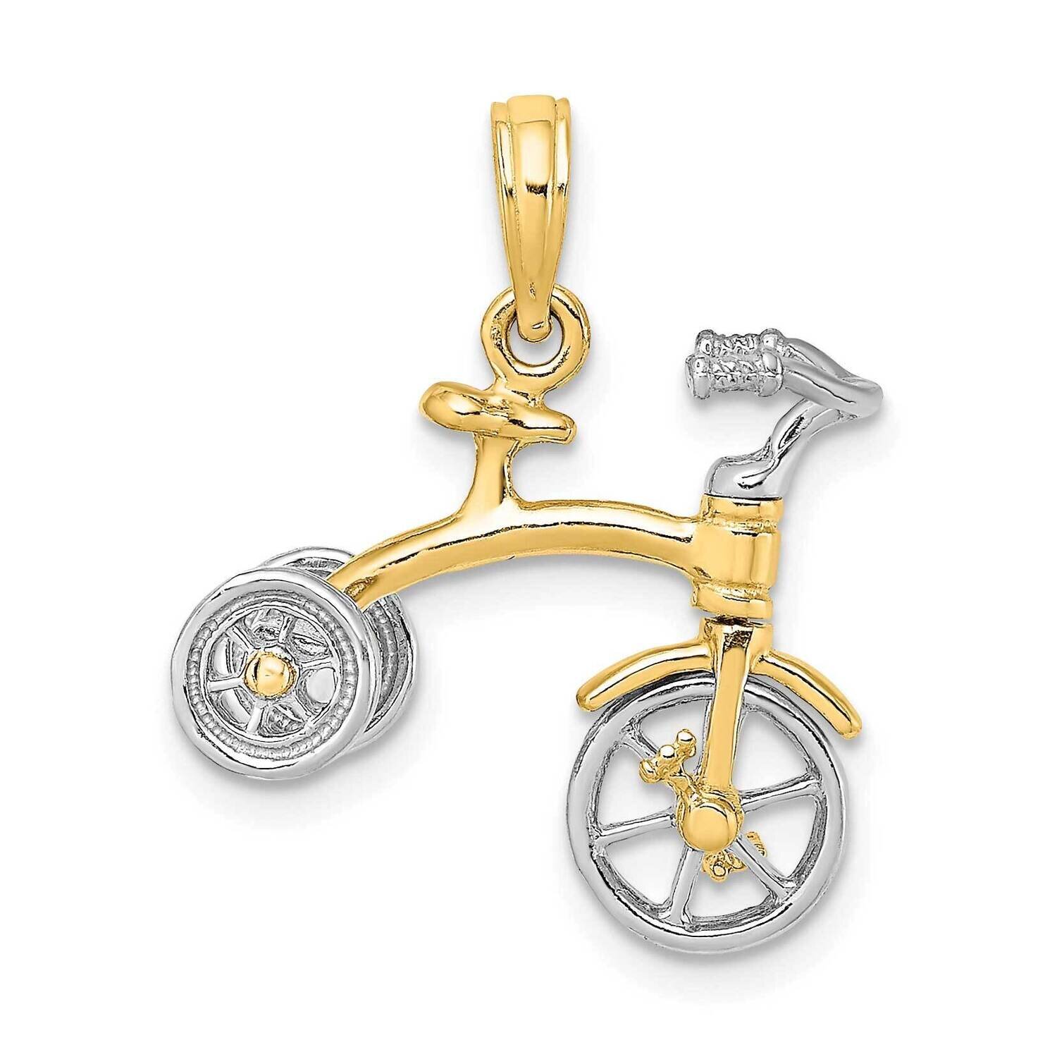 Tricycle with Moveable Handlebars Wheels Charm 14k Gold 3-D K9355, MPN: K9355, 637218127290