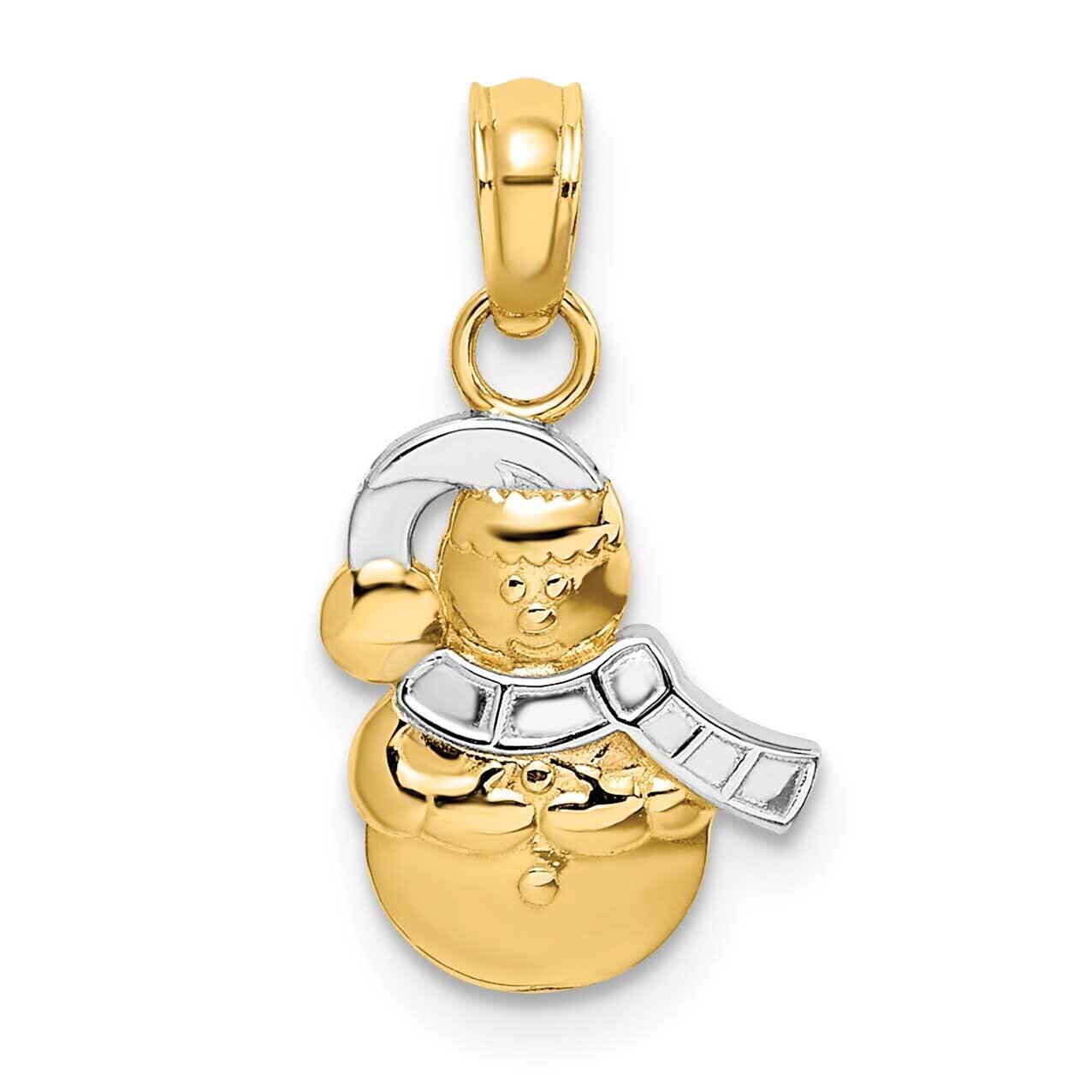 2-D Scarf Hat Snowman Charm 14k Gold Rhodium K9363