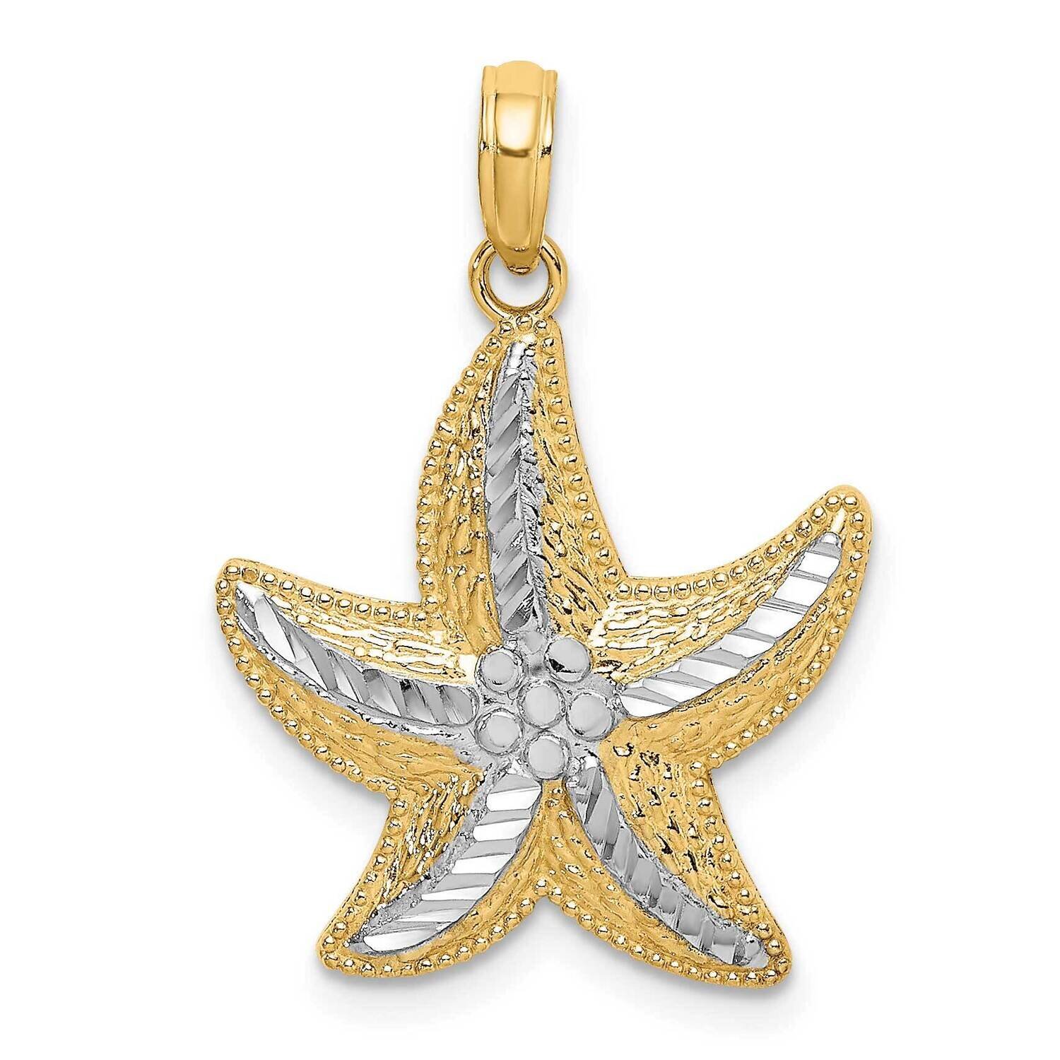 Small Starfish Charm 14k Gold Rhodium Diamond-cut K9390, MPN: K9390, 637218134410