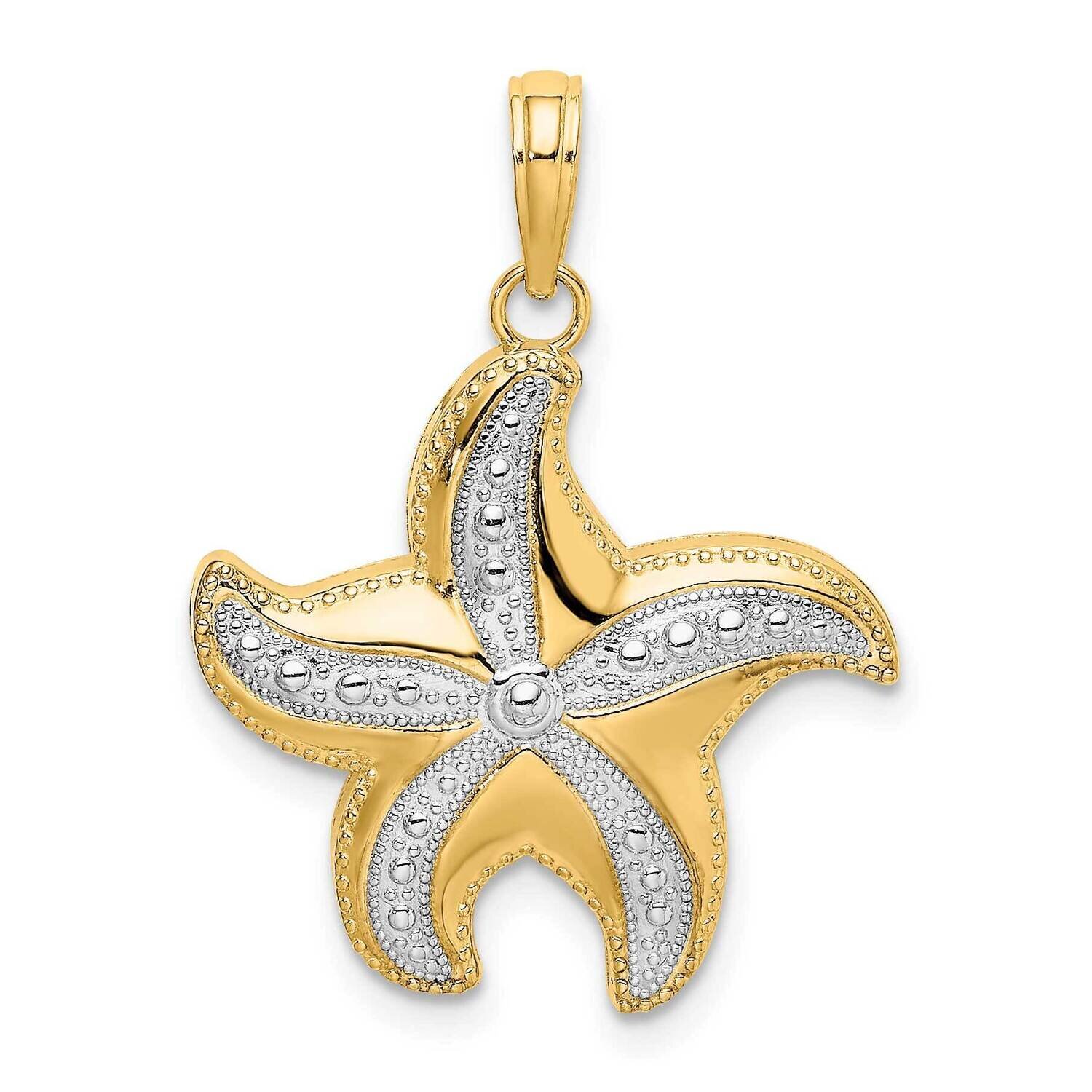 Polished Starfish Charm 14k Gold Rhodium Diamond-cut K9391, MPN: K9391, 637218134489