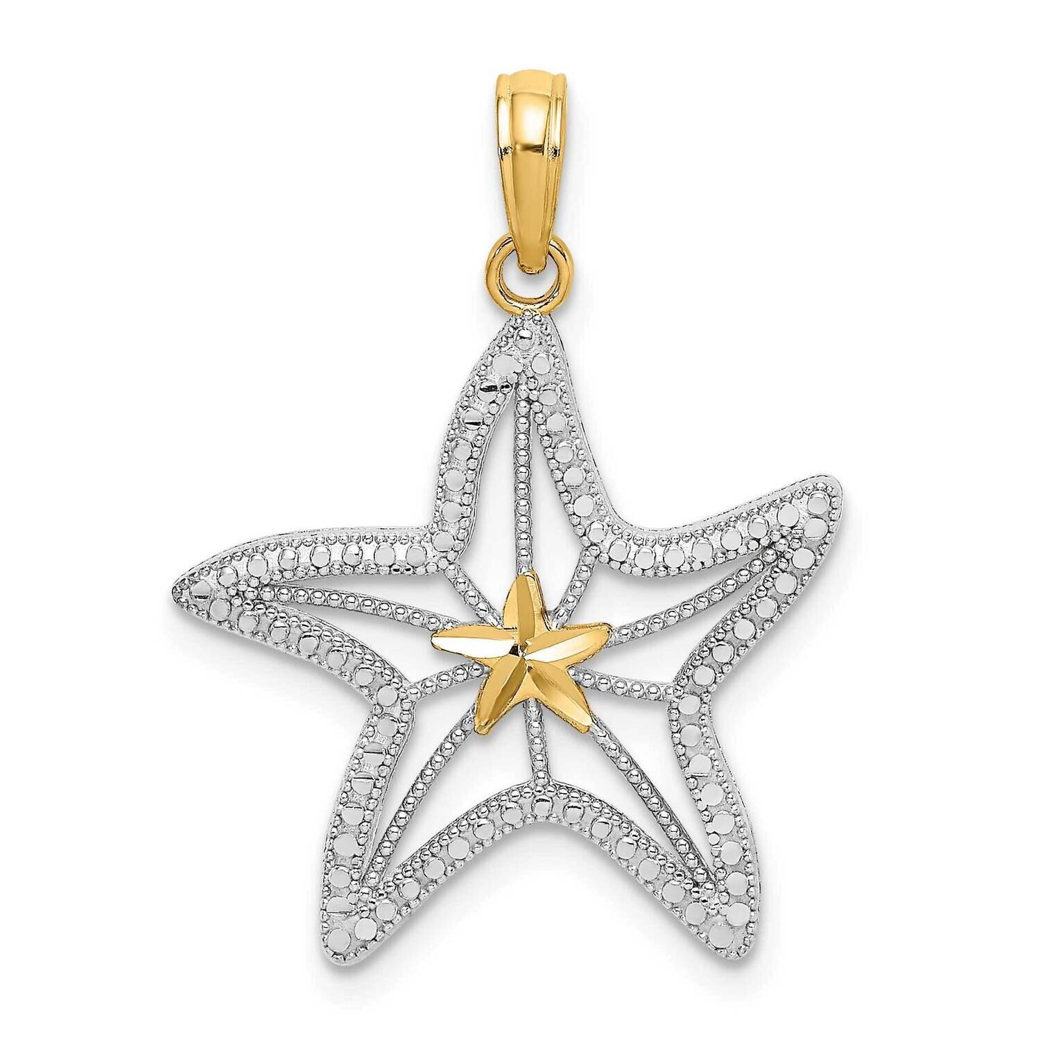 Small Starfish with Star Charm 14k Gold Diamond-cut K9393, MPN: K9393, 63721816442