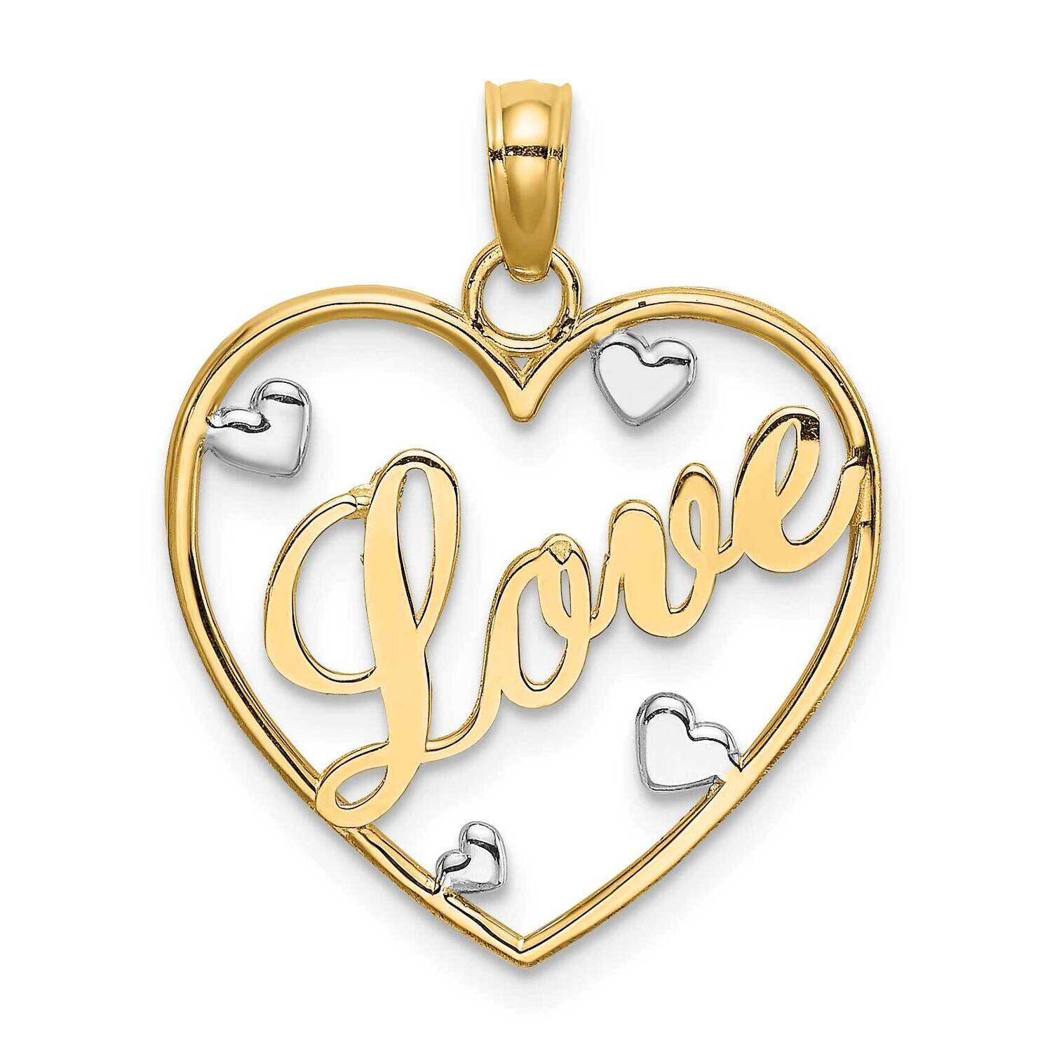 Love In Heart with Rhodium-Plated Heart Accents Charm 14k Gold K9395