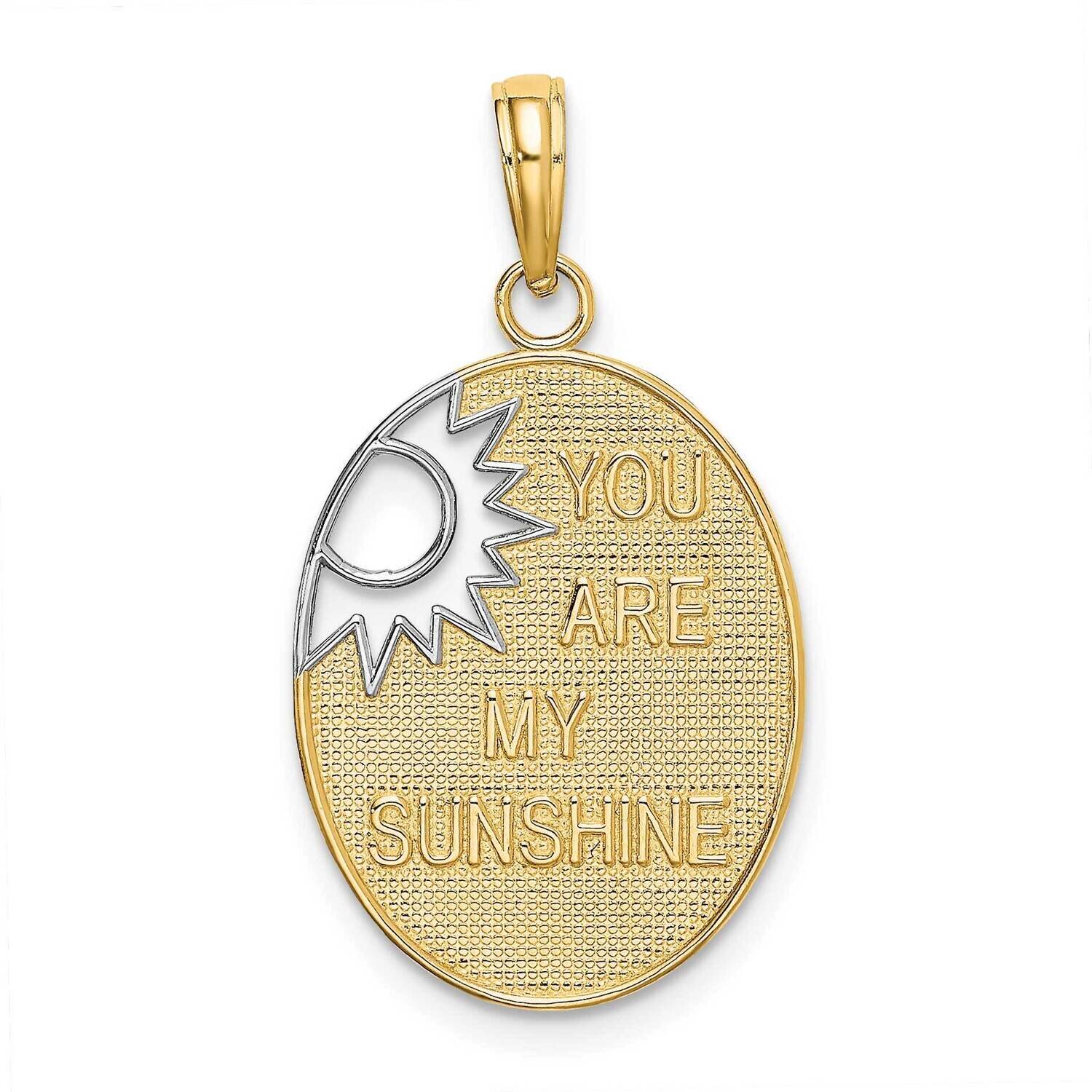 You Are My Sunshine with Cut-Out Sun Charm 14k Gold Rhodium K9400