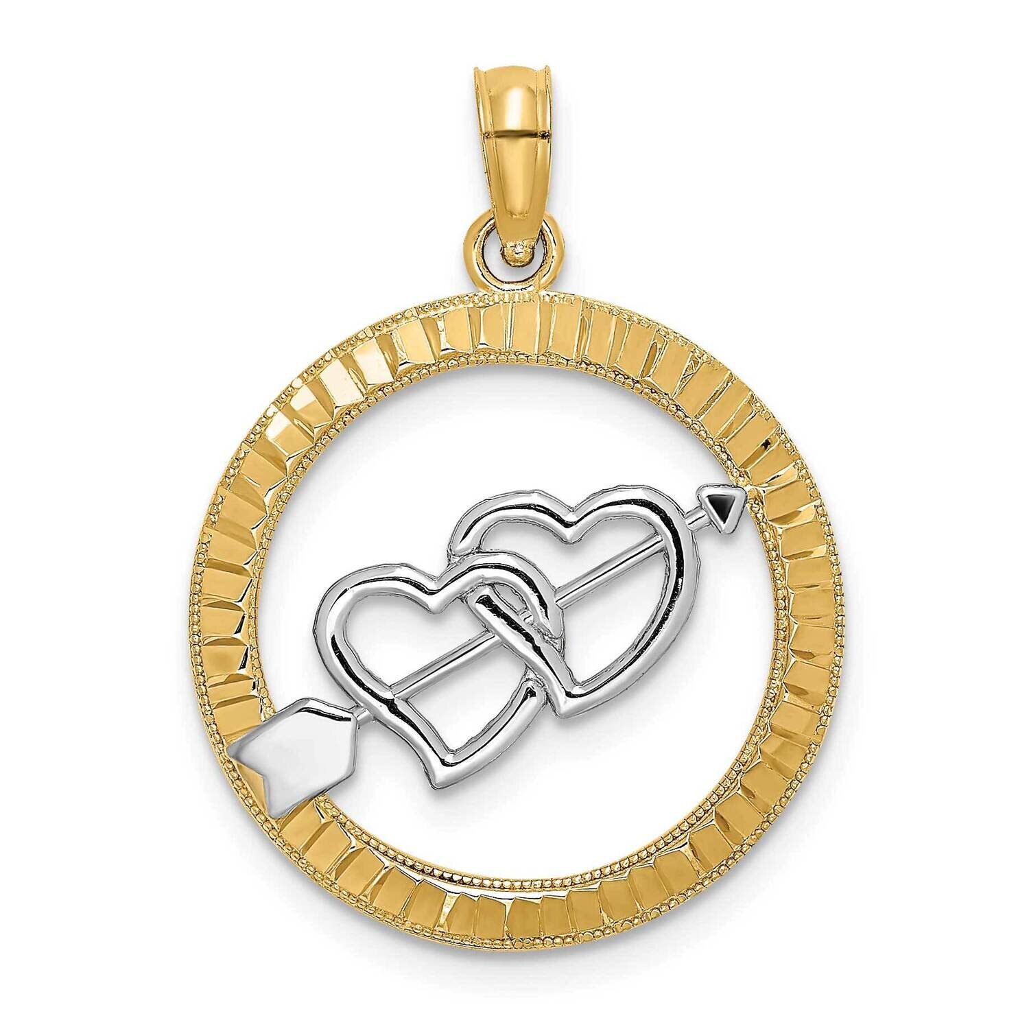 with Rh Heart Arrow Charm 14k Gold Diamond-cut K9415, MPN: K9415, 637218135745
