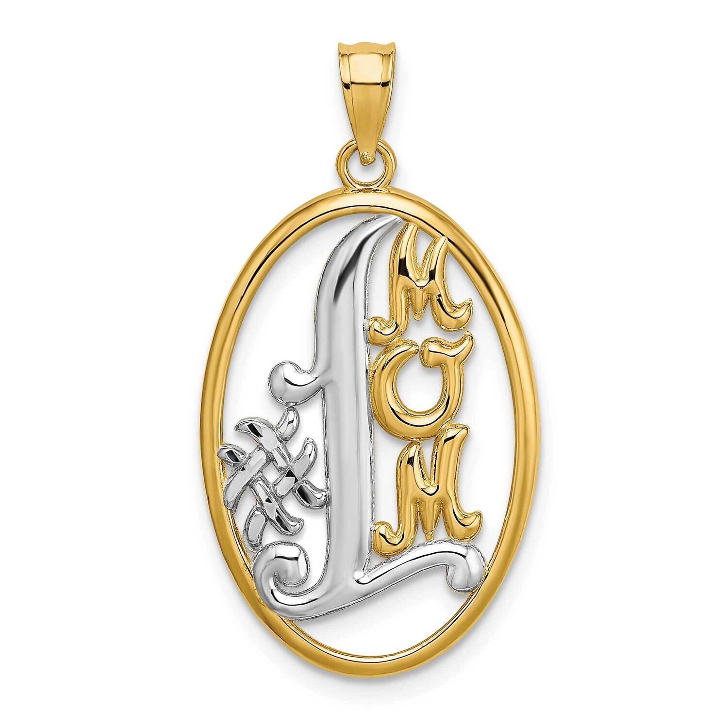#1 Mom In Oval Frame Charm 14k Gold Rhodium K9417, MPN: K9417, 637218135776
