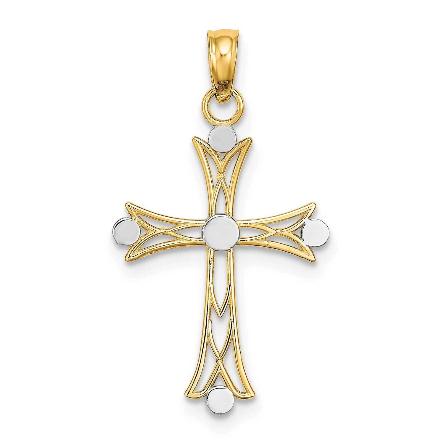 Textured Cross Charm 14k Gold Rhodium K9433, MPN: K9433, 637218168026