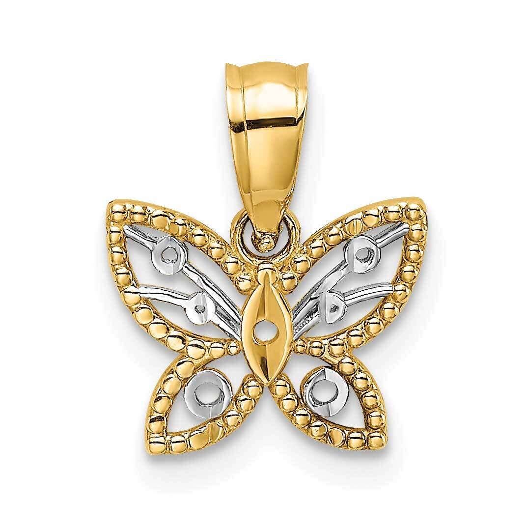 Mini Butterfly Charm 14k Gold Rhodium Diamond-cut K9437