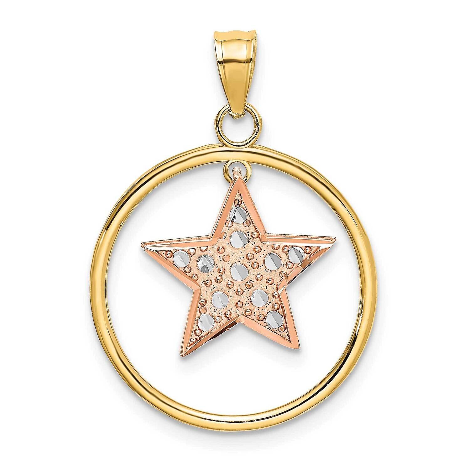 Rhodium Star In Frame Moveable Charm 14k Yellow &amp; Rose Gold K9441, MPN: K9441, 637218137145