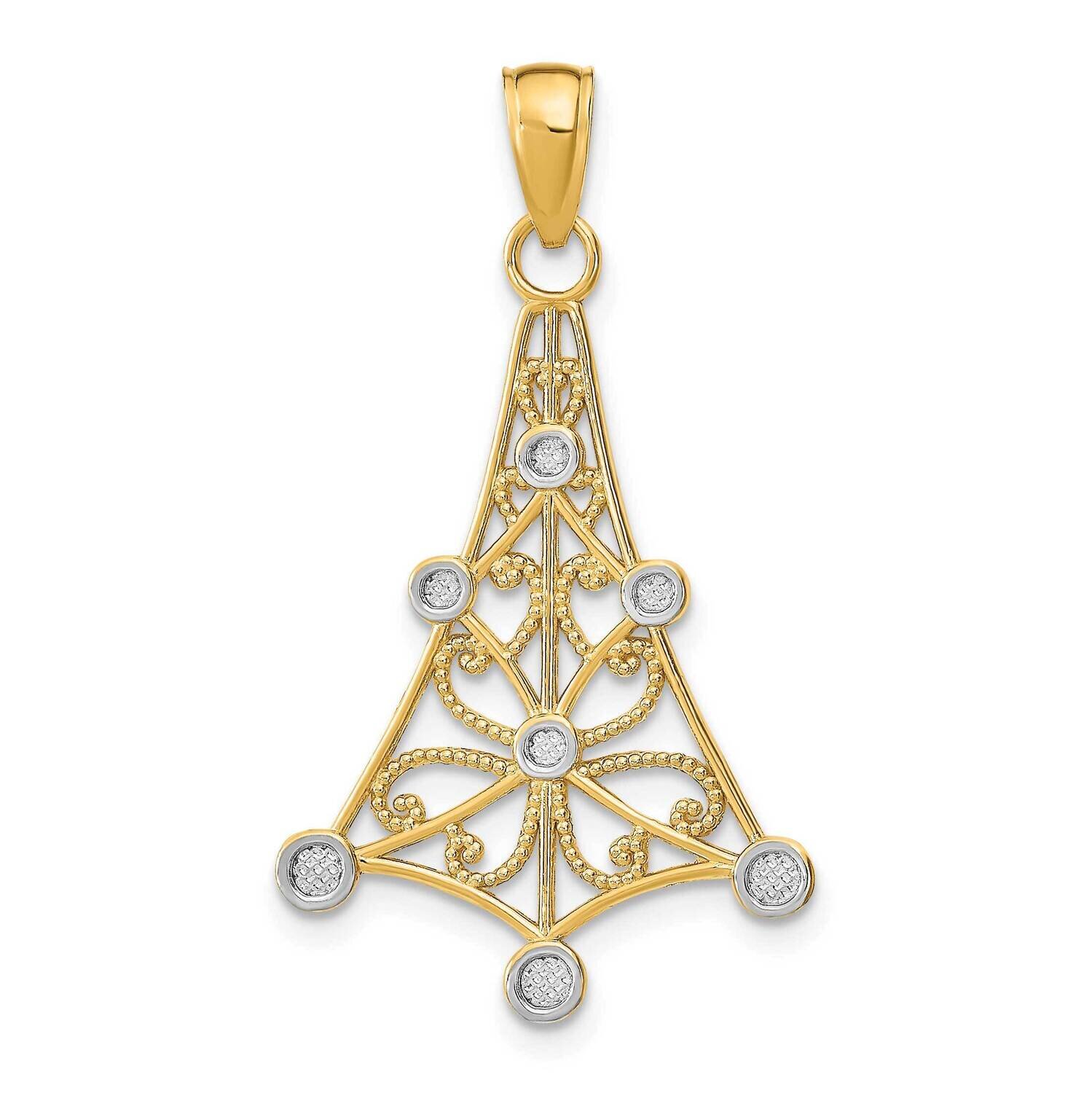 Textured Chandellier Charm 14k Gold Rhodium K9446, MPN: K9446, 637218137336