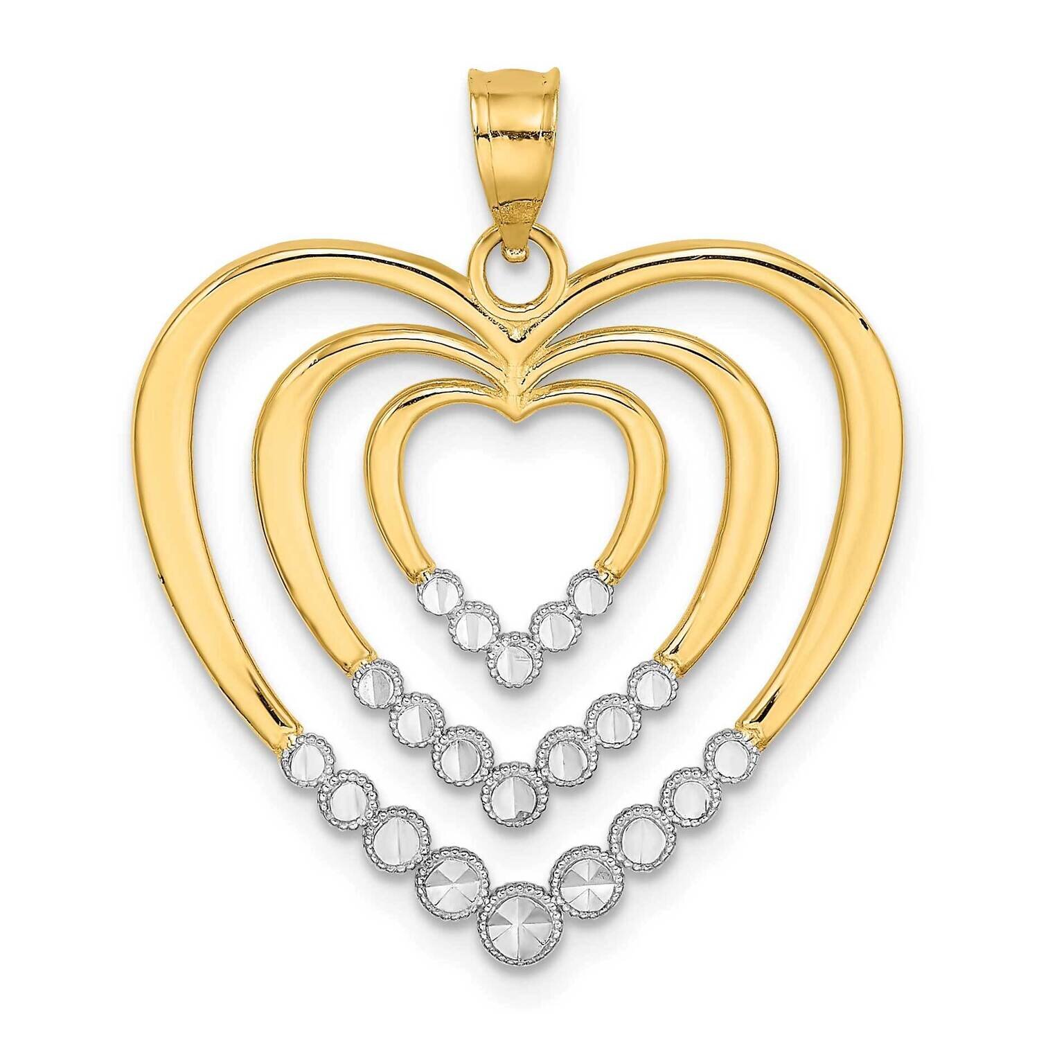 Polished Hearts Charm 14k Gold Rhodium Diamond-cut K9449