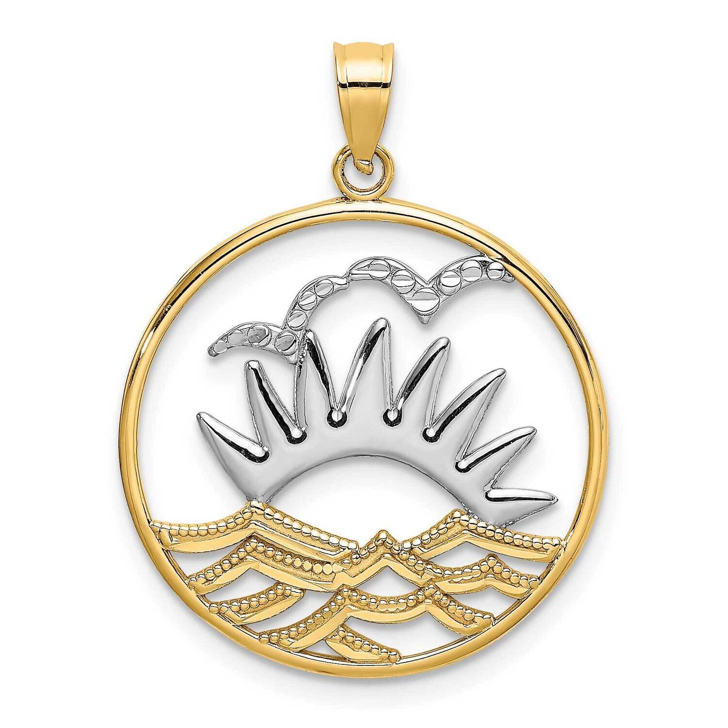 Sunset Water In Round Frame Charm 14k Gold Rhodium K9457, MPN: K9457, 637218138005