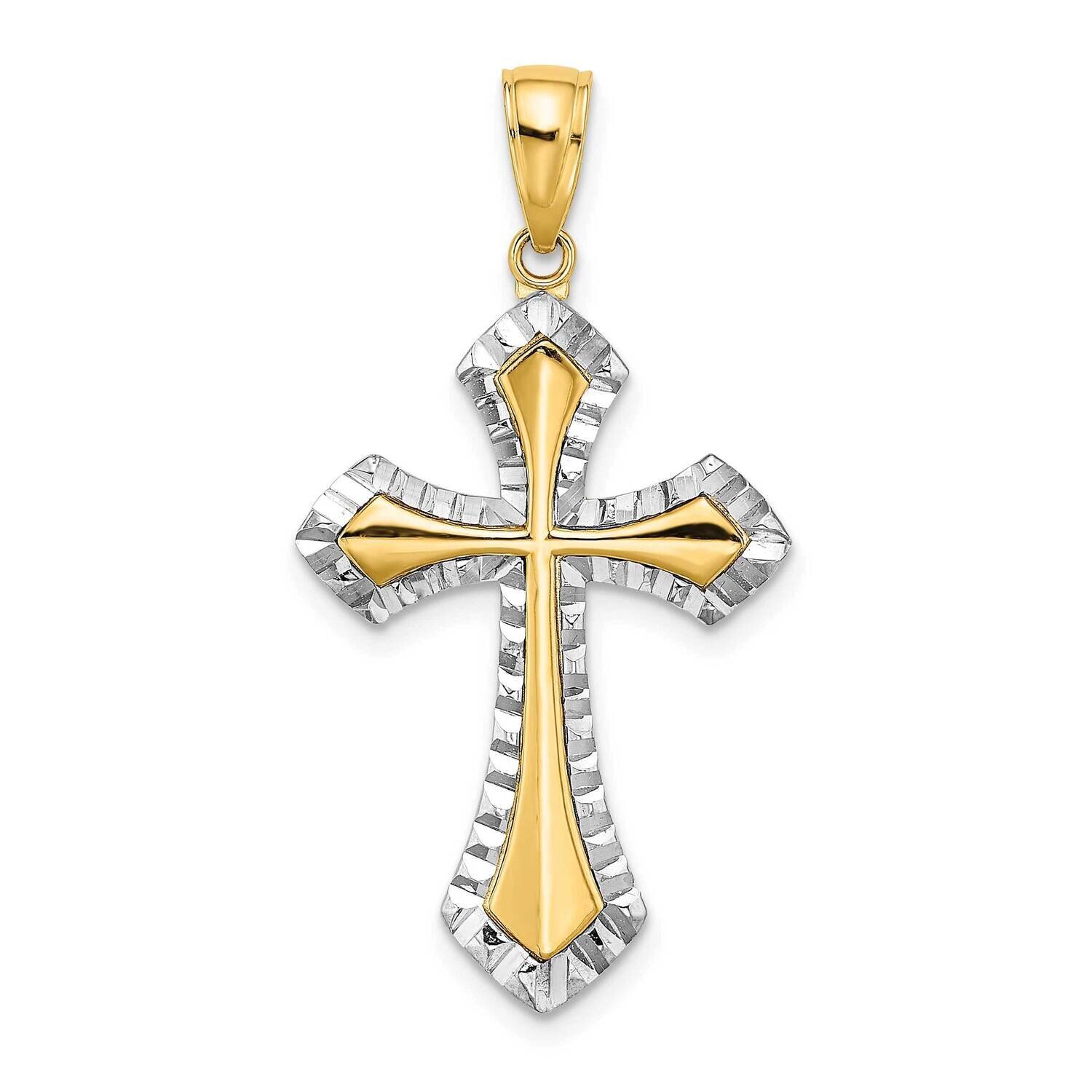 Reversible Cross Charm 14k Gold Rhodium Diamond-cut K9466, MPN: K9466, 637218138418