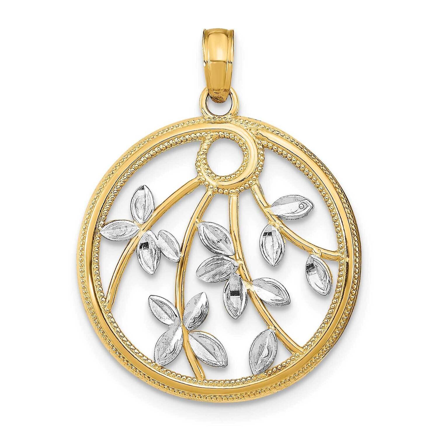 Round Frame Charm 14k Gold Rhodium K9491, MPN: K9491, 637218161799
