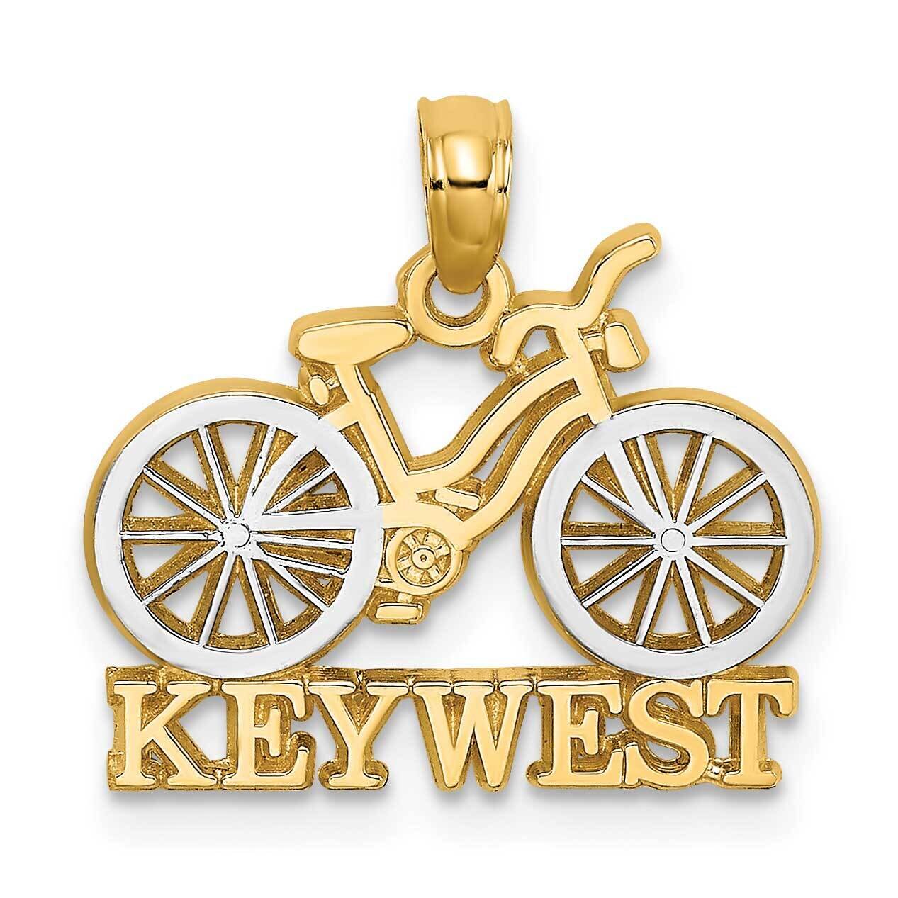 Key West Under Bicycle with White Tires 14k Gold Rhodium K9501