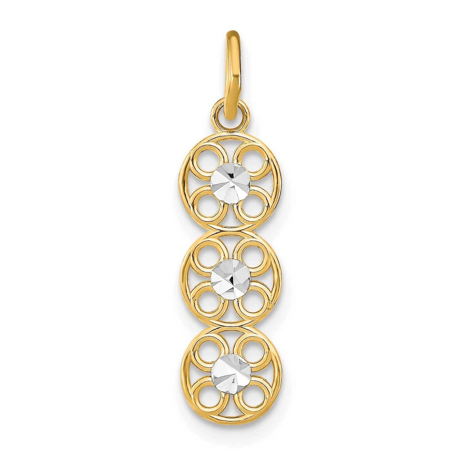 3 Circle Charm 14k Gold Rhodium Diamond-cut K9511, MPN: K9511, 637218148967
