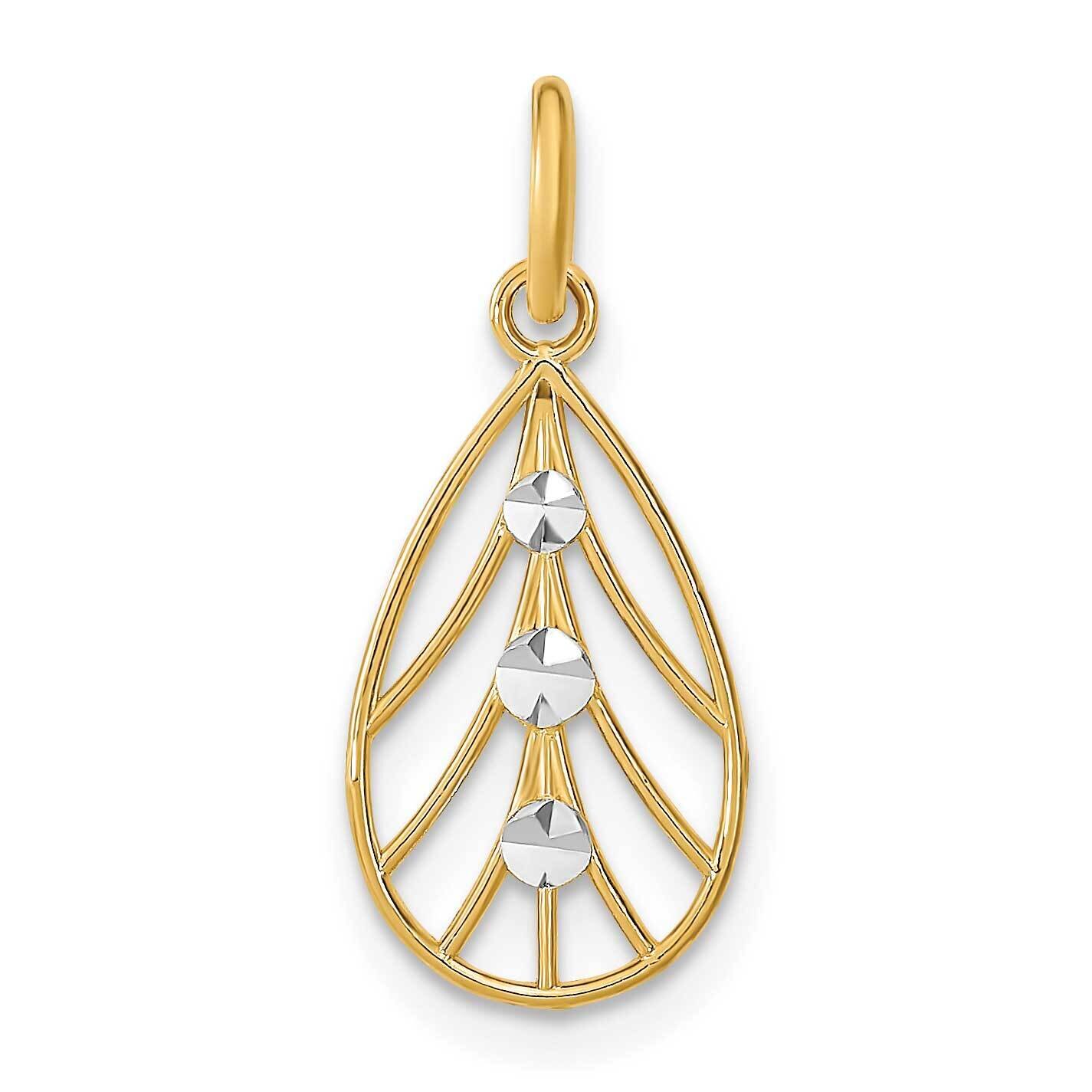 Small Teardrop Charm 14k Gold Rhodium Diamond-cut K9516, MPN: K9516, 637218149063